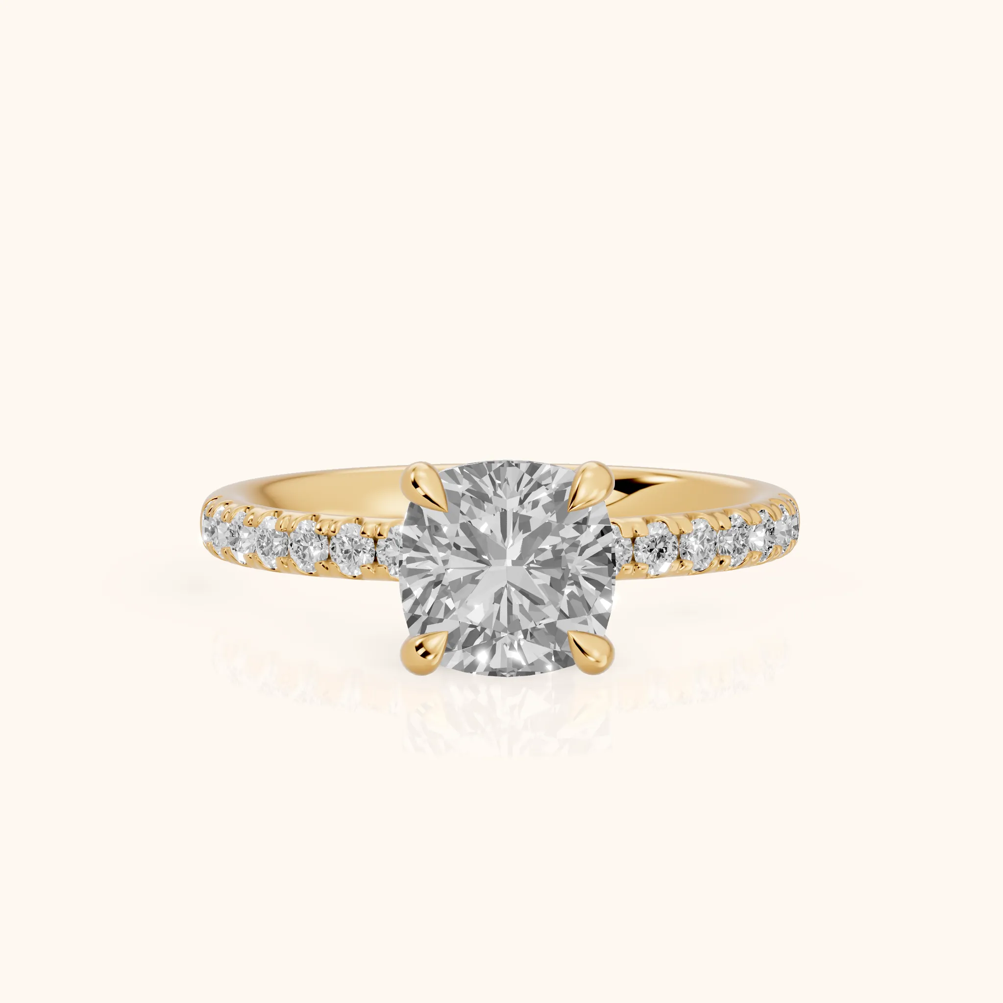 Maya Hidden Halo Pavé Cushion Diamond Engagement Ring in Yellow Gold — view 1