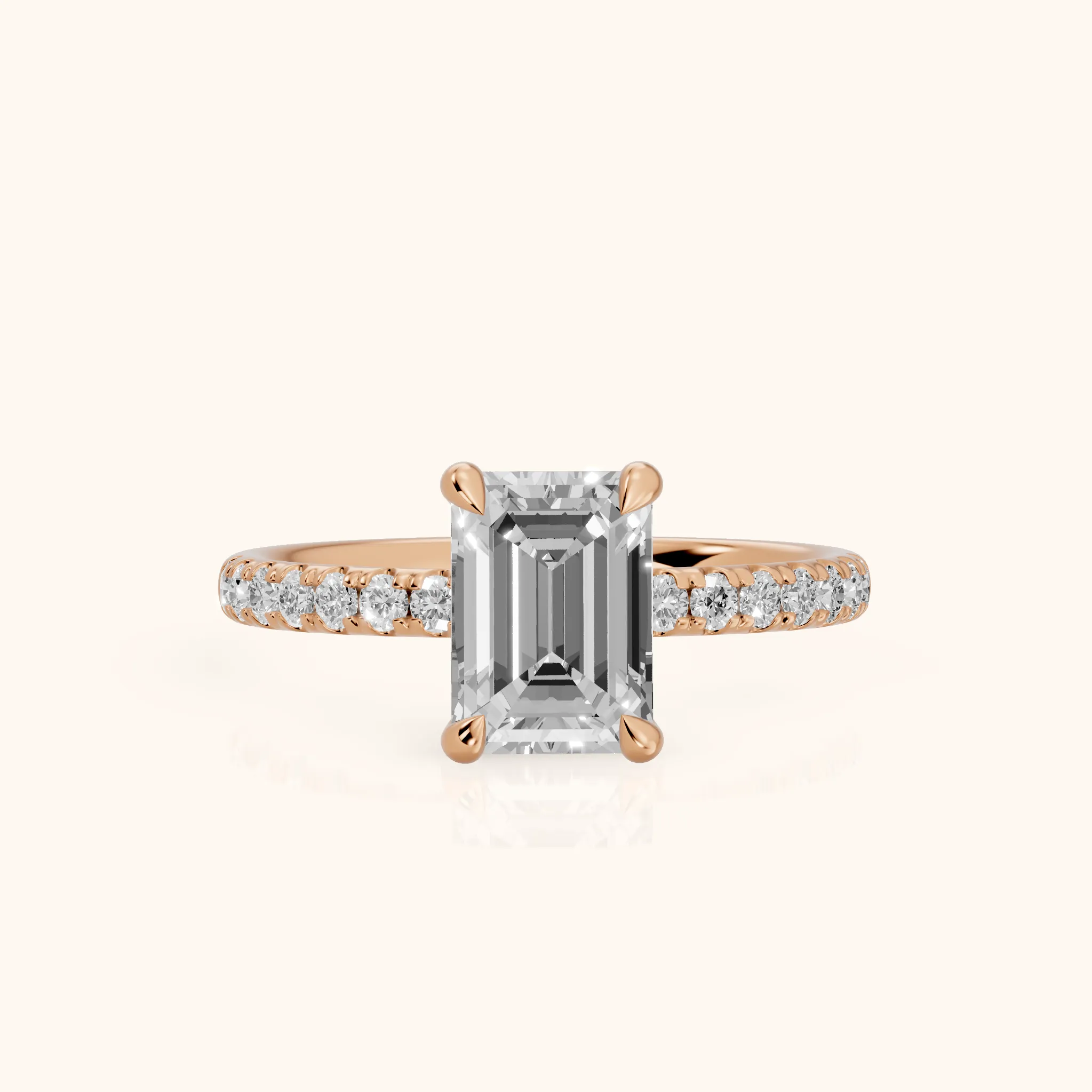 Maya Hidden Halo Pavé Emerald Diamond Engagement Ring in Rose Gold — view 1