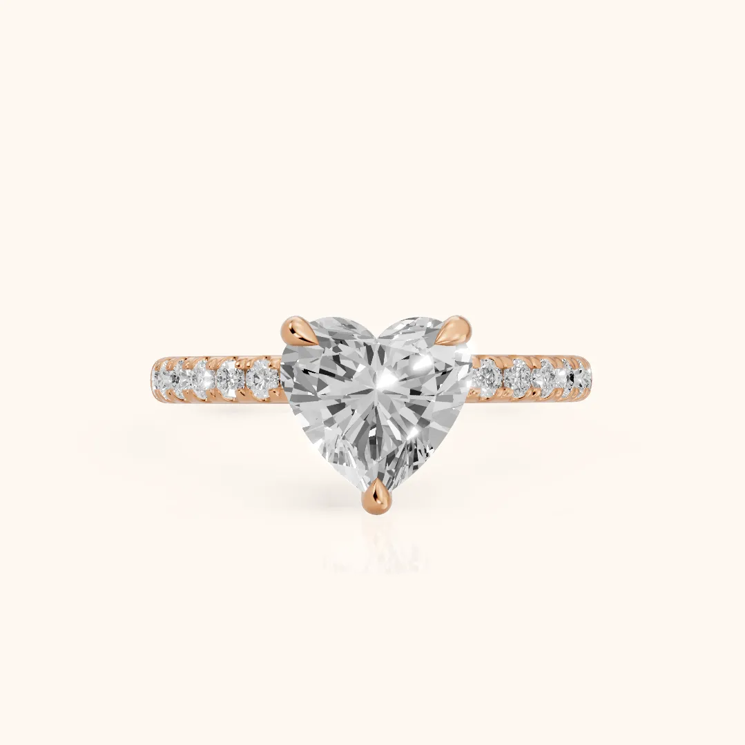Maya Hidden Halo Pavé Heart Diamond Engagement Ring in Rose Gold — view 2