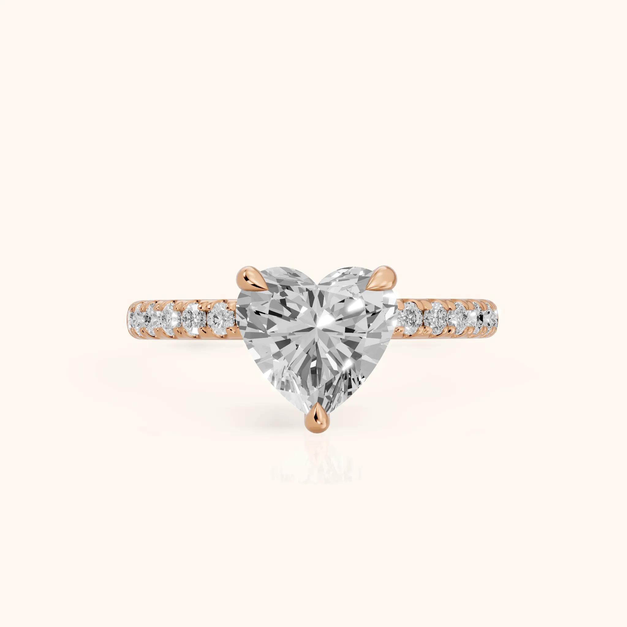 Maya Hidden Halo Pavé Heart Diamond Engagement Ring in Rose Gold — view 1