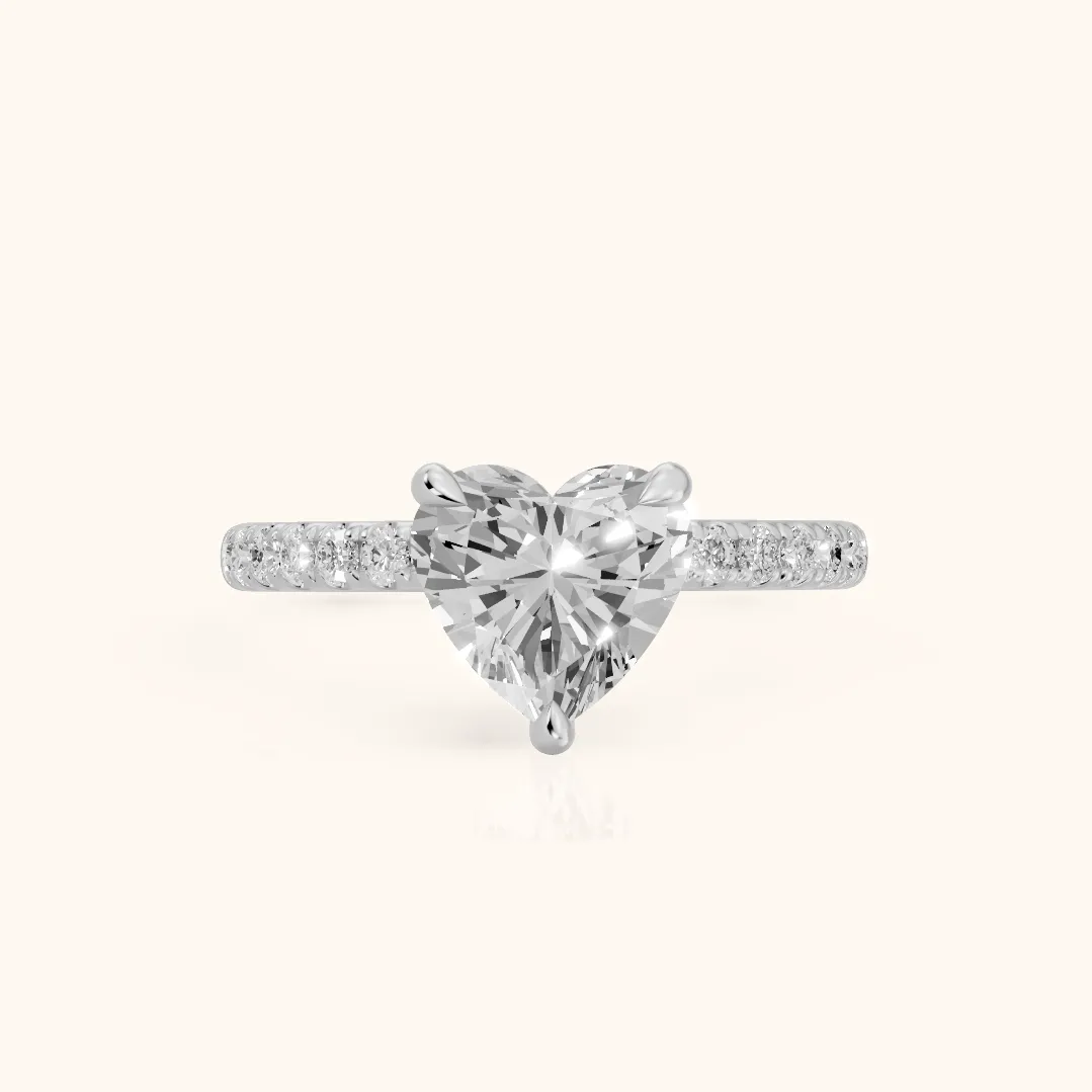 Maya Hidden Halo Pavé Heart Diamond Engagement Ring in Platinum — view 2