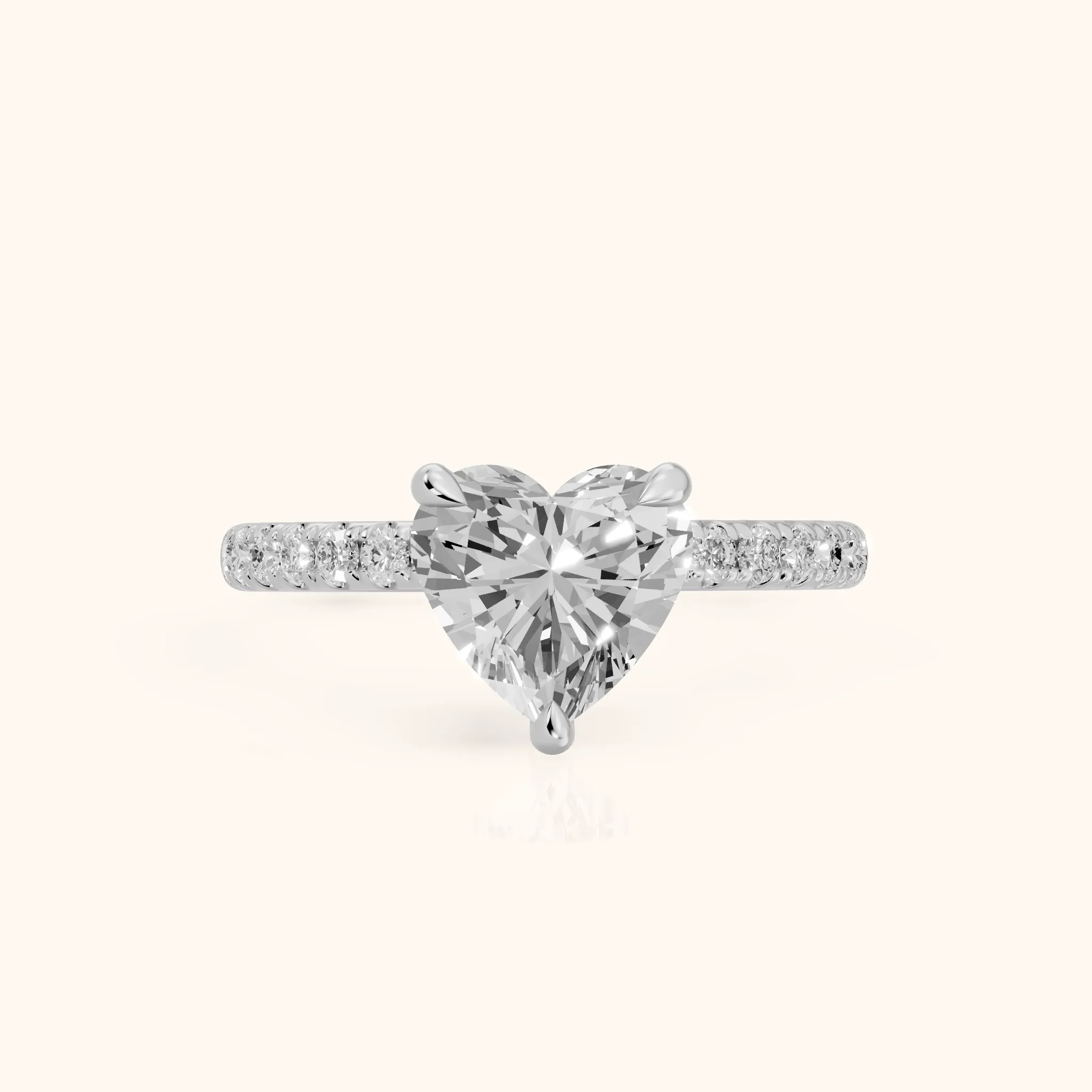 Maya Hidden Halo Pavé Heart Diamond Engagement Ring in Platinum — view 1