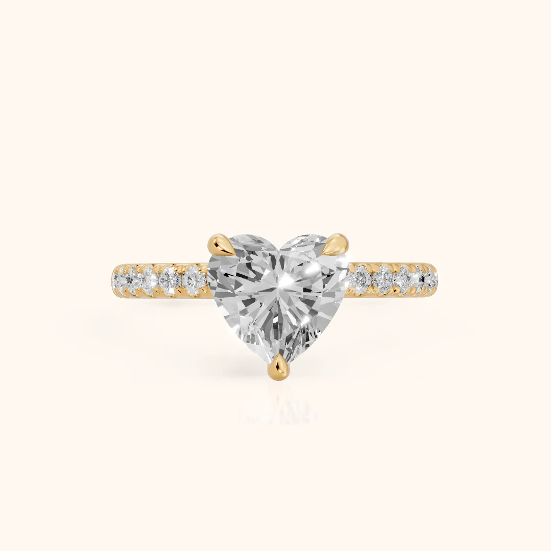 Maya Hidden Halo Pavé Heart Diamond Engagement Ring in Yellow Gold — view 2