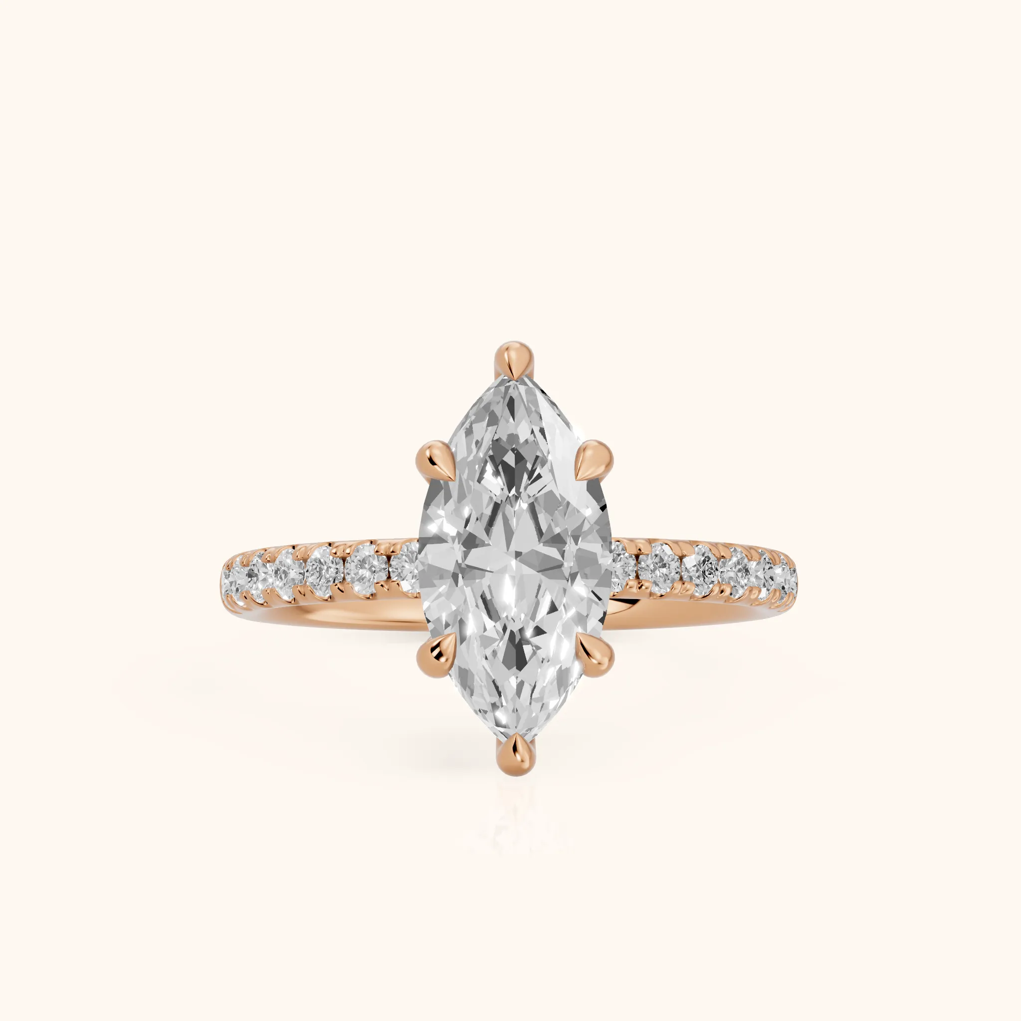 Maya Hidden Halo Pavé Marquise Diamond Engagement Ring in Rose Gold — view 1