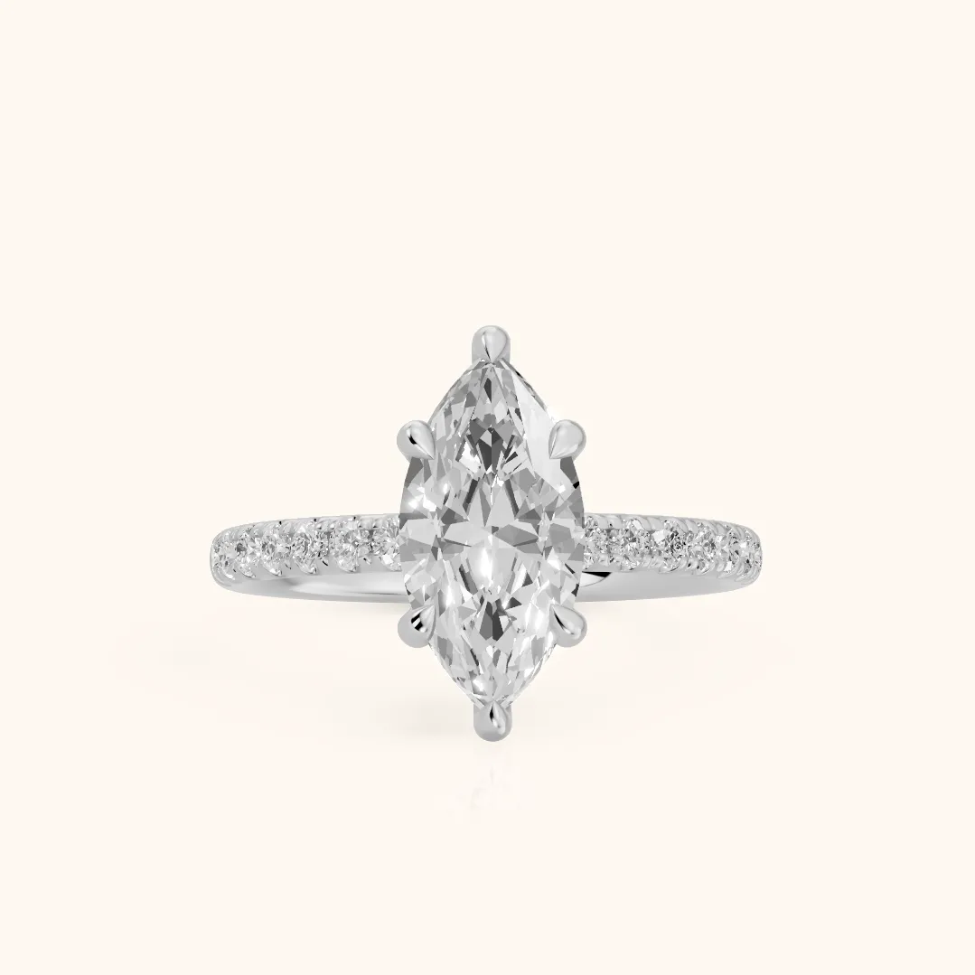 Maya Hidden Halo Pavé Marquise Diamond Engagement Ring in Silver — view 2
