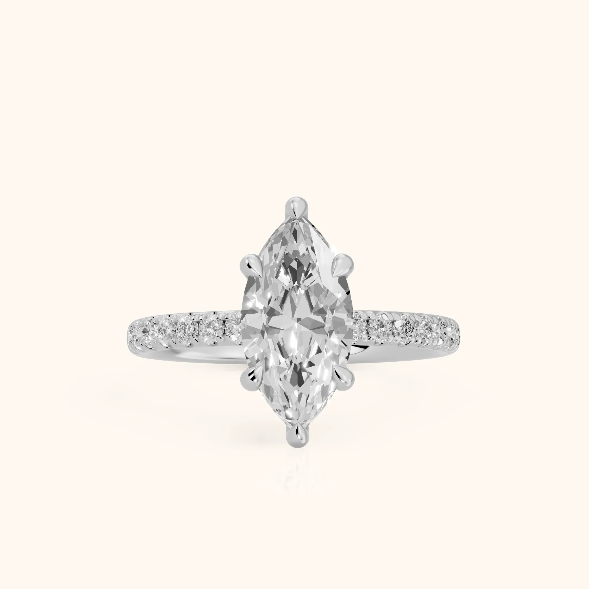 Maya Hidden Halo Pavé Marquise Diamond Engagement Ring in Silver — view 1