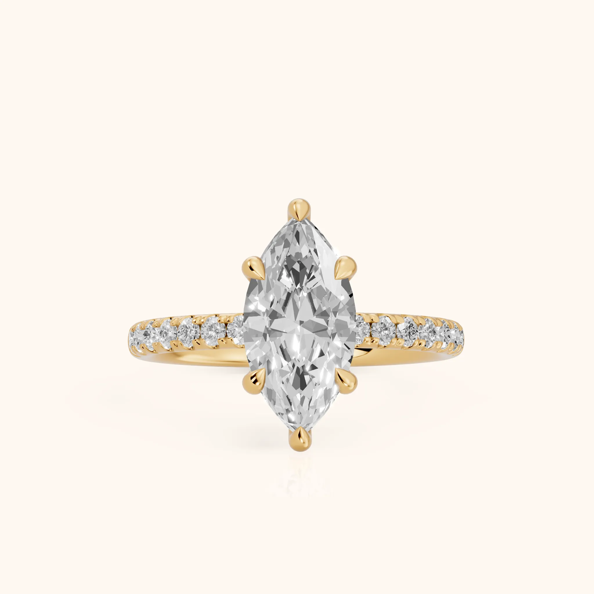 Maya Hidden Halo Pavé Marquise Diamond Engagement Ring in Yellow Gold — view 1