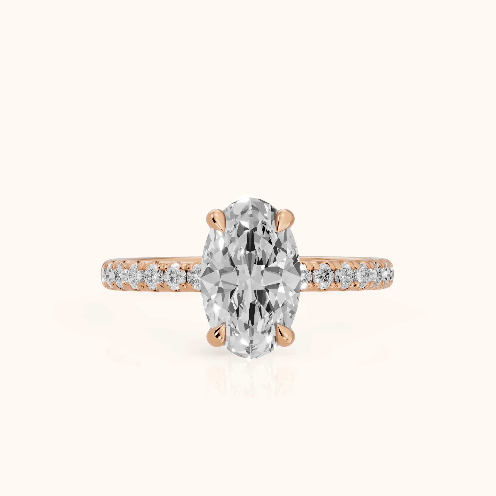 Maya Hidden Halo Pavé Oval Diamond Engagement Ring in Rose Gold — view 1
