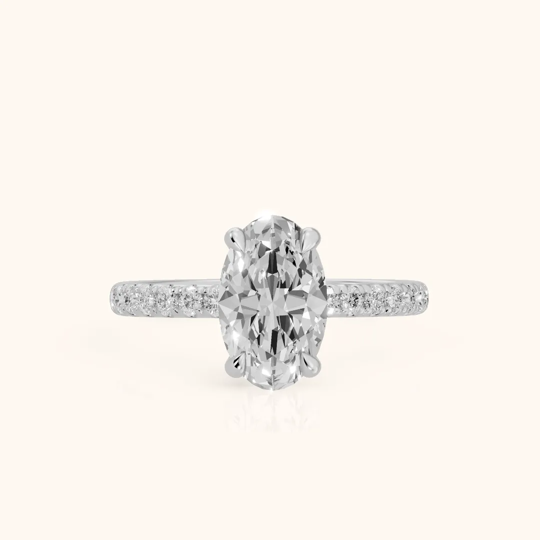Maya Hidden Halo Pavé Oval Diamond Engagement Ring in Silver — view 2