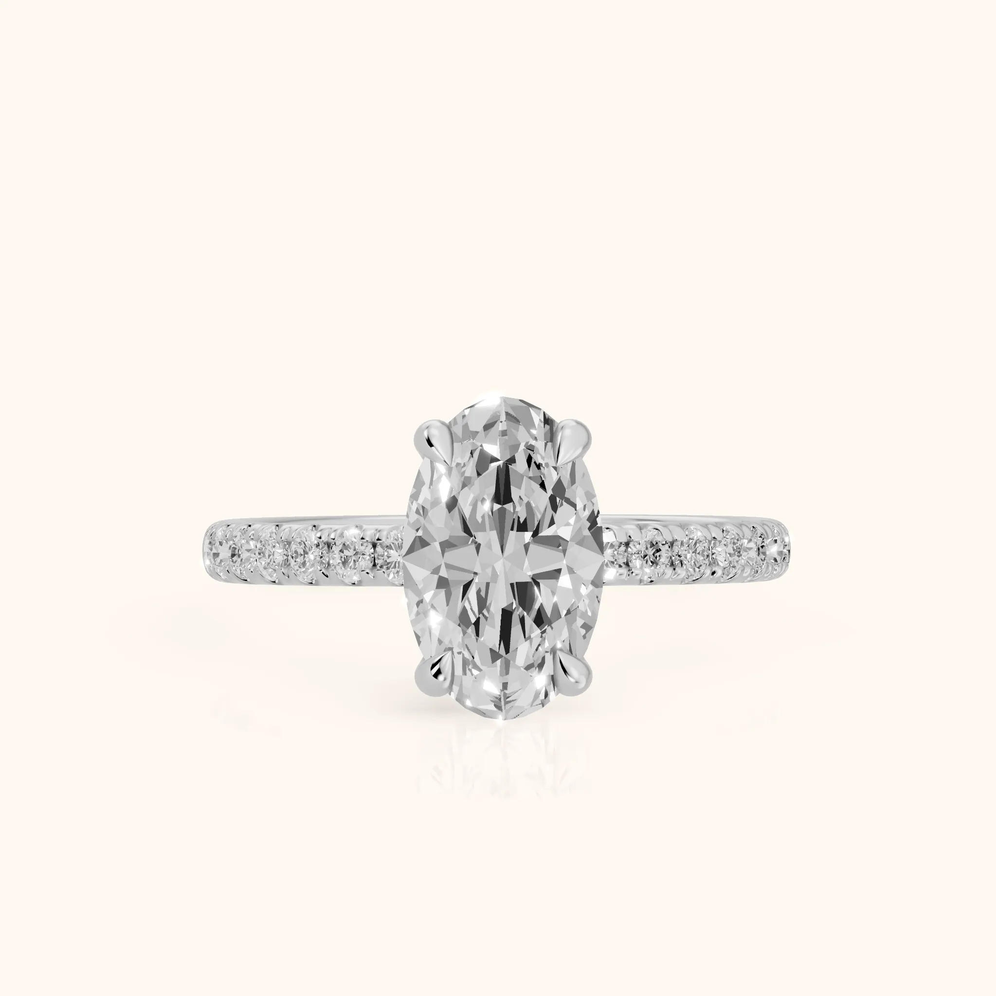 Maya Hidden Halo Pavé Oval Diamond Engagement Ring in Silver — view 1