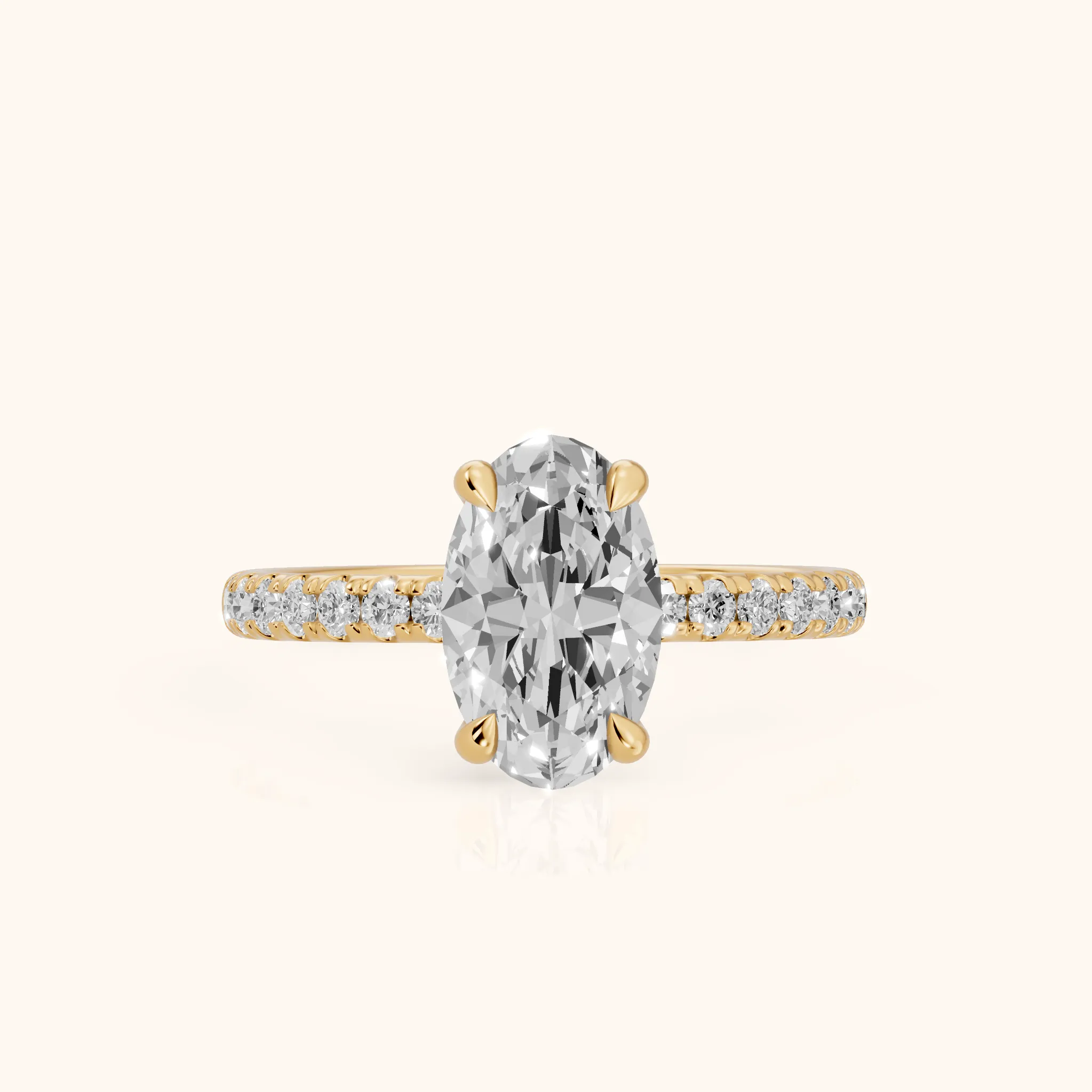 Maya Hidden Halo Pavé Oval Diamond Engagement Ring in Yellow Gold — view 1