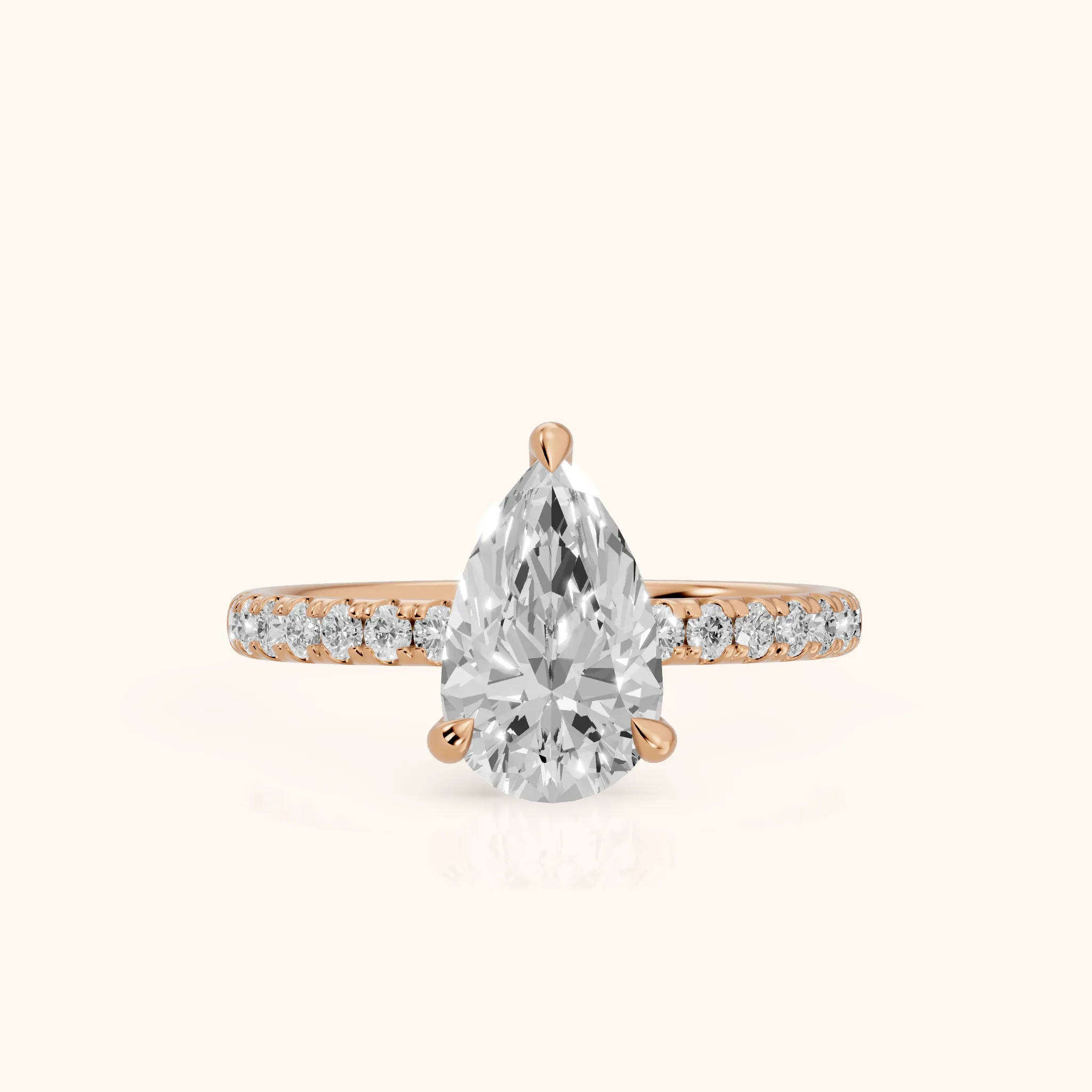 Maya Hidden Halo Pavé Pear Diamond Engagement Ring in Rose Gold — view 1