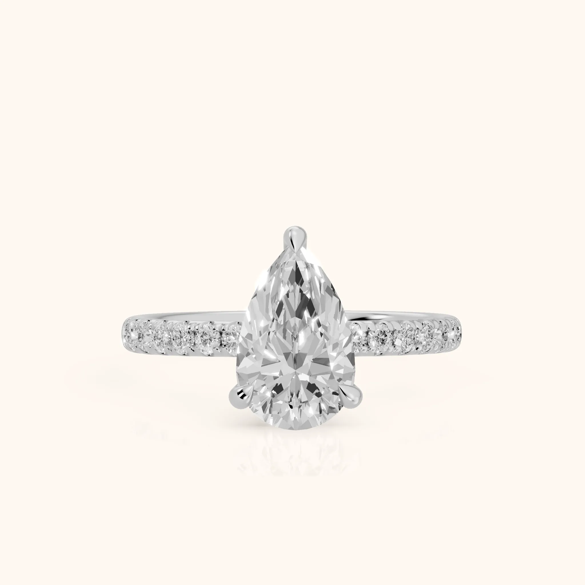 Maya Hidden Halo Pavé Pear Diamond Engagement Ring in Silver — view 1