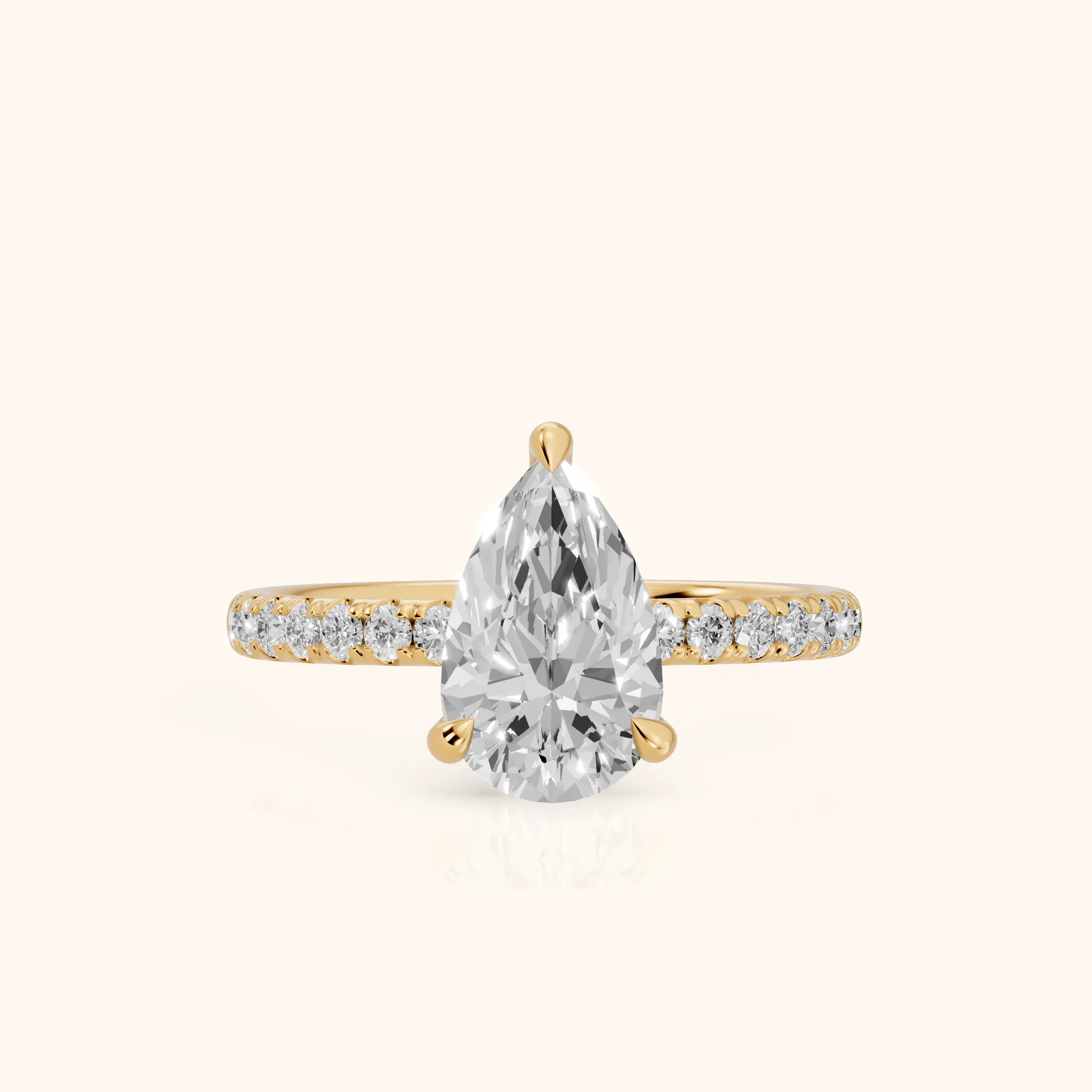 Maya Hidden Halo Pavé Pear Diamond Engagement Ring in Yellow Gold — view 1