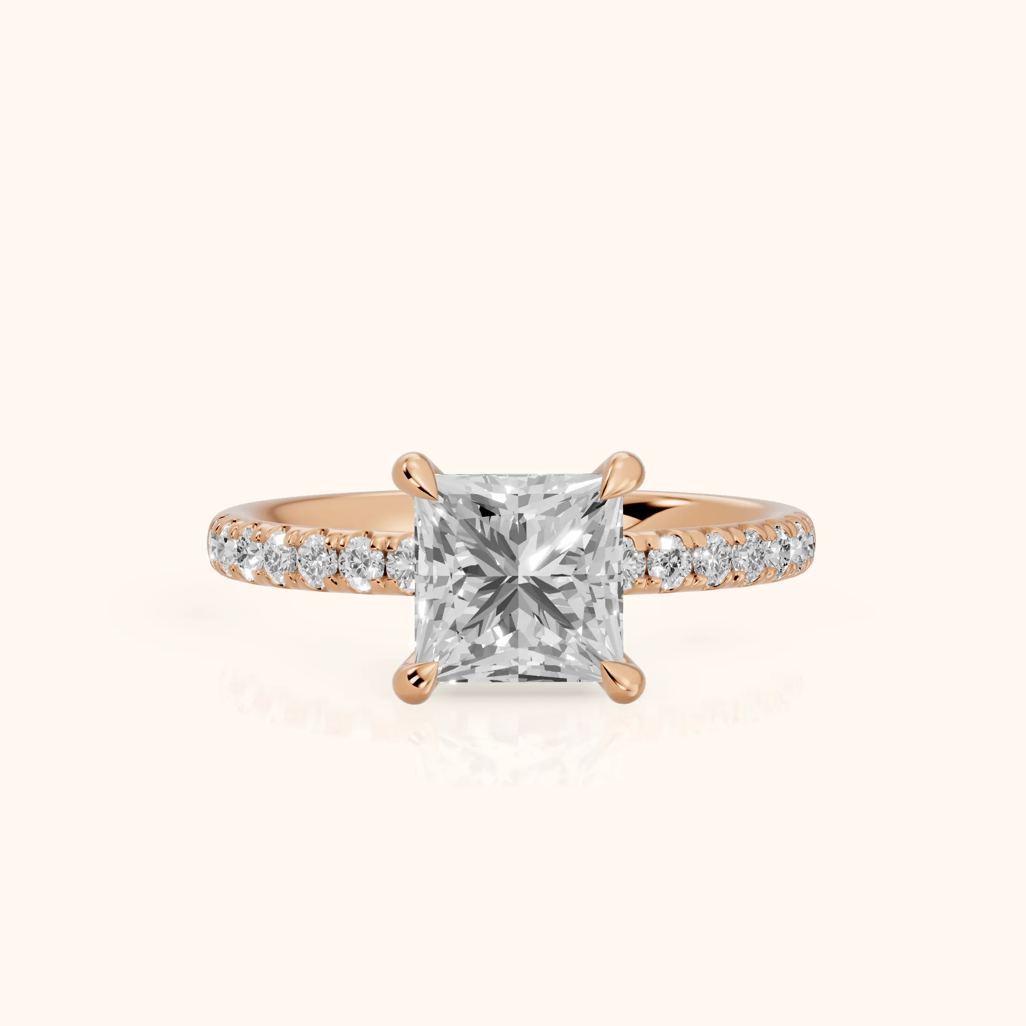 Maya Hidden Halo Pavé Princess Diamond Engagement Ring in Rose Gold — view 1
