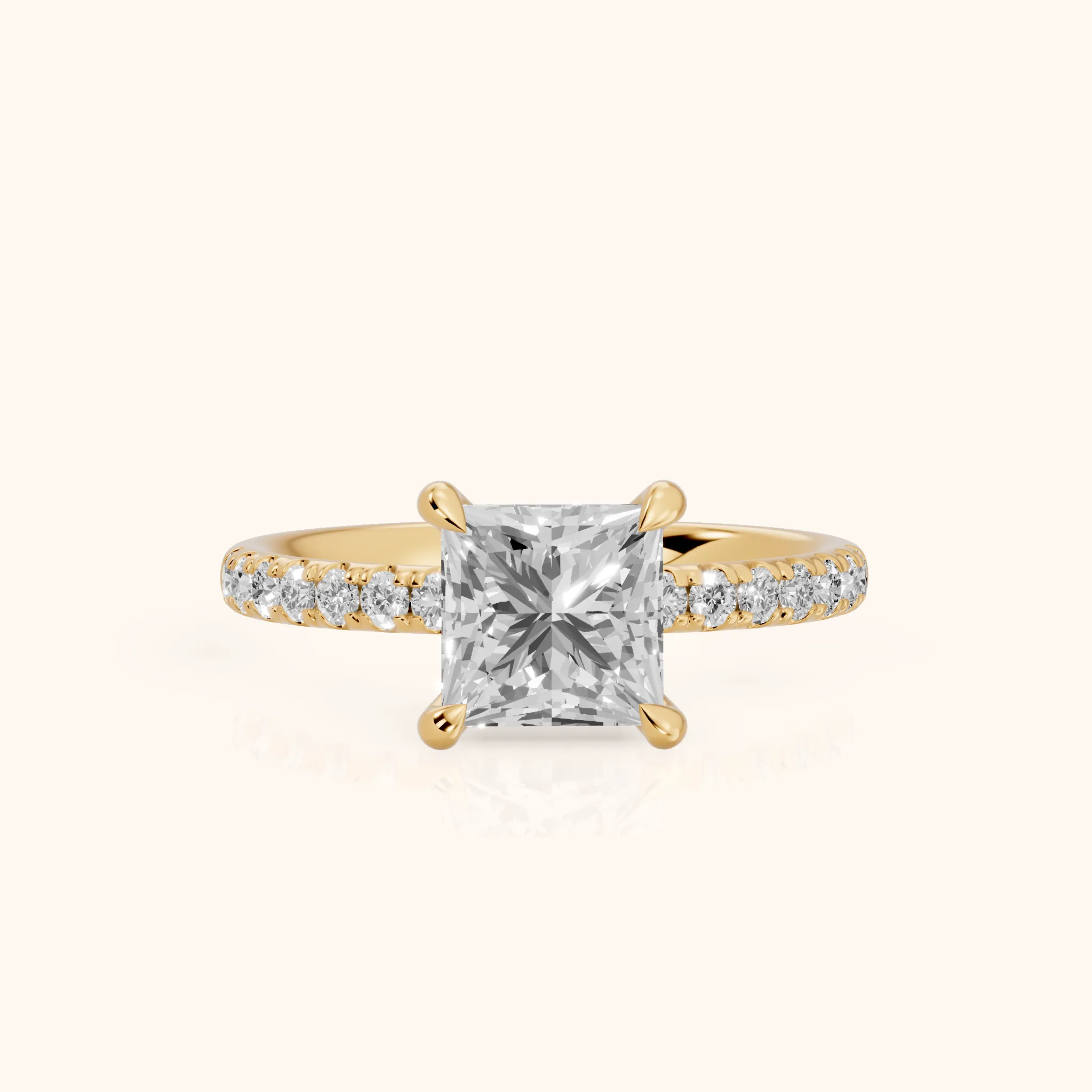 Maya Hidden Halo Pavé Princess Diamond Engagement Ring in Yellow Gold — view 1
