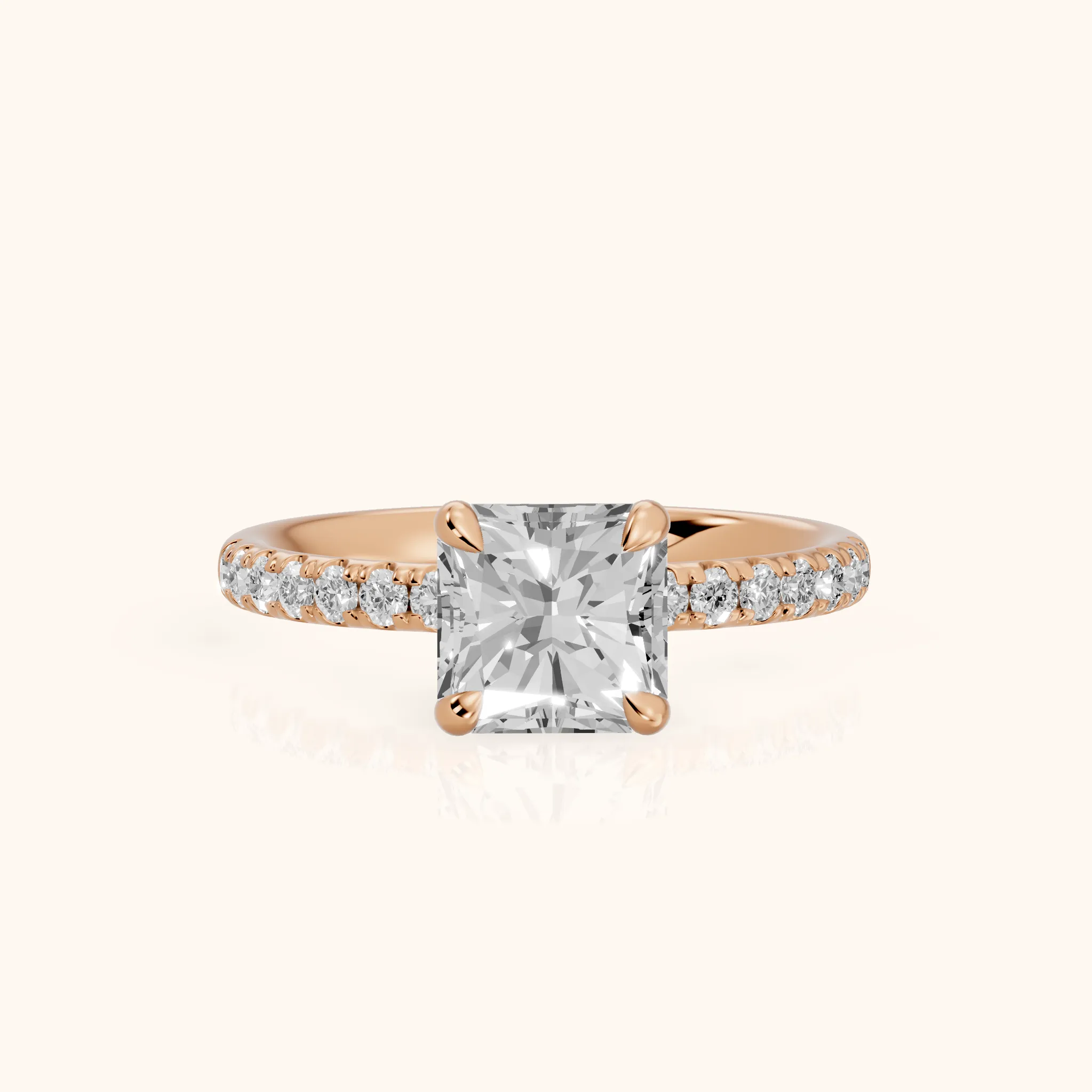 Maya Hidden Halo Pavé Radiant Diamond Engagement Ring in Rose Gold — view 1