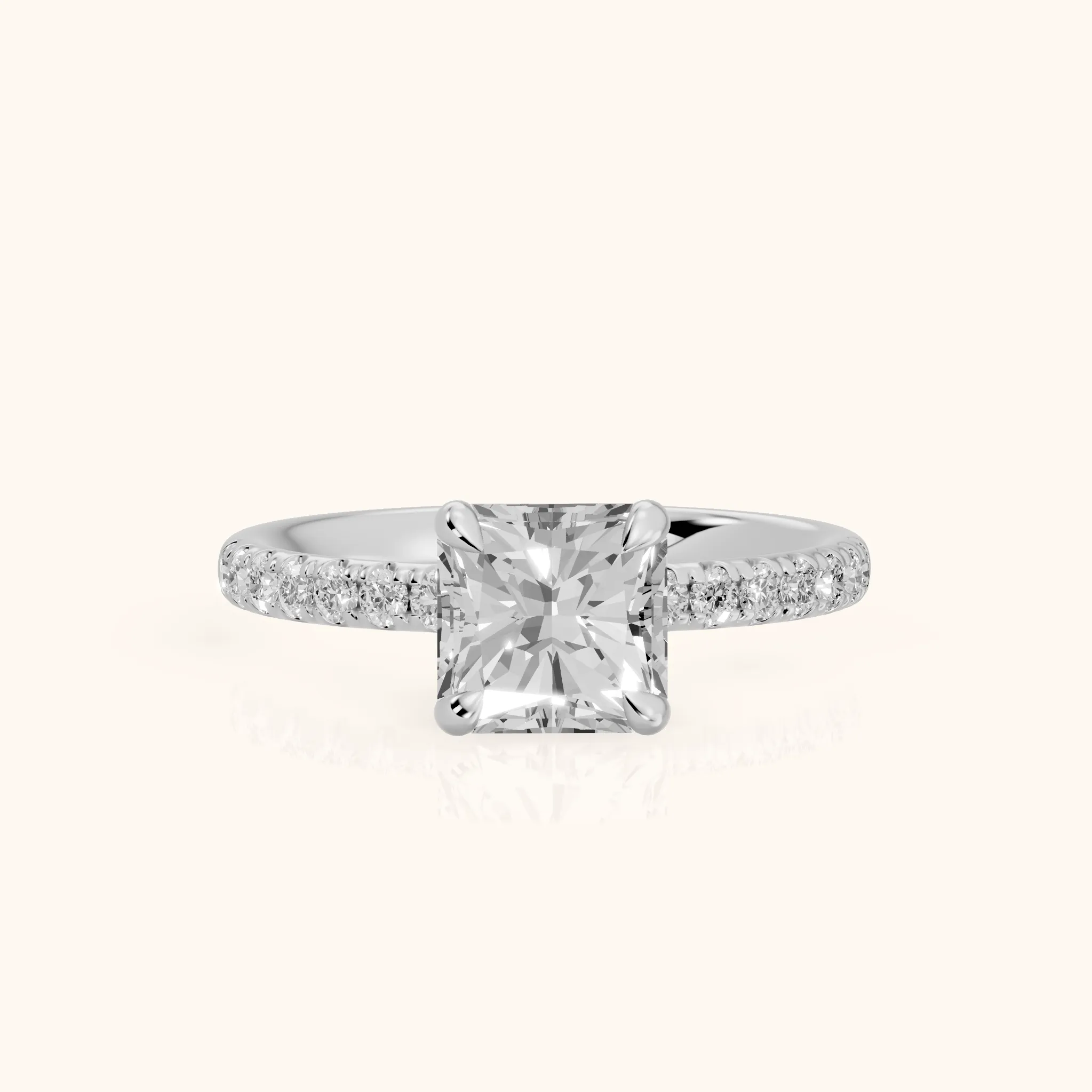 Maya Hidden Halo Pavé Radiant Diamond Engagement Ring in Silver — view 1