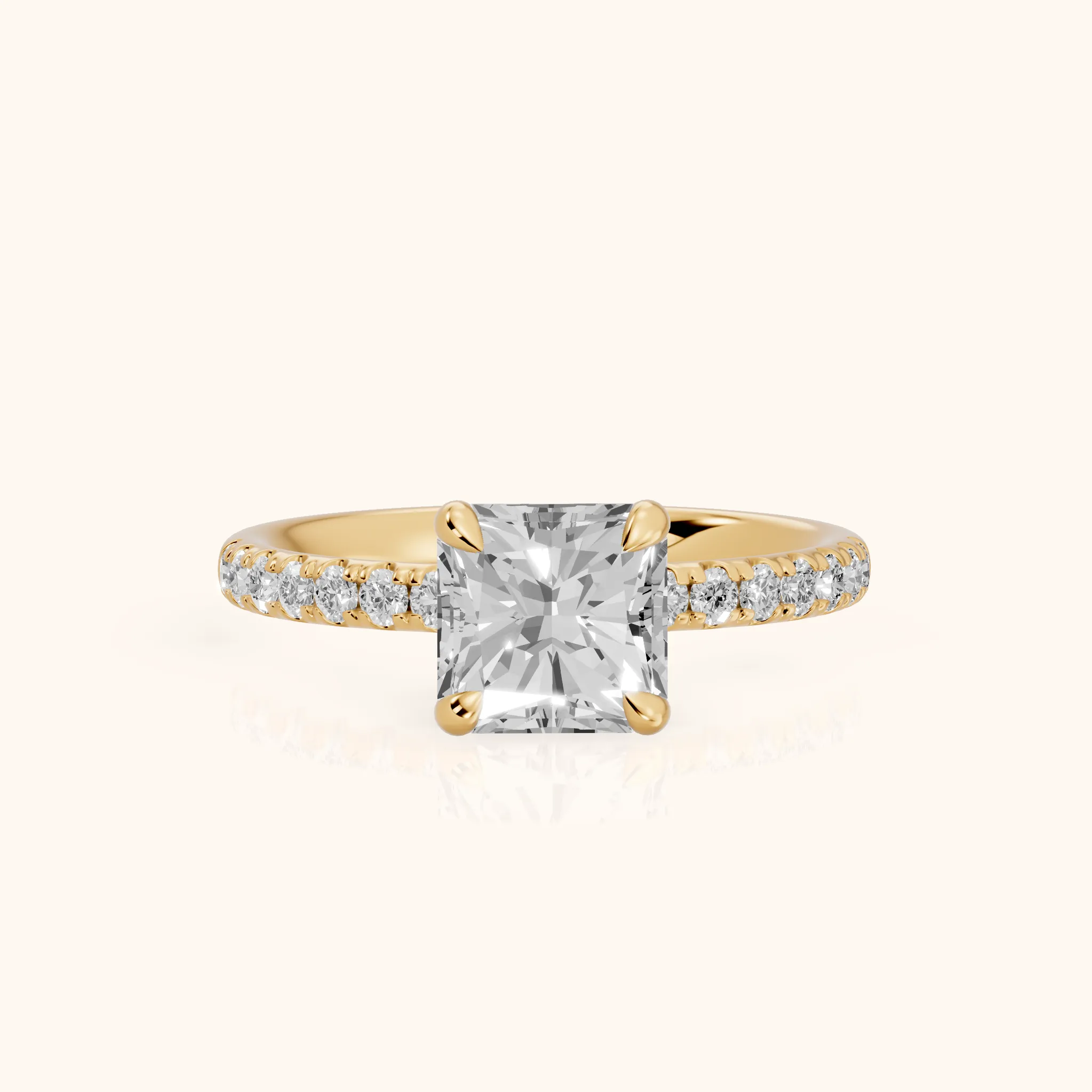 Maya Hidden Halo Pavé Radiant Diamond Engagement Ring in Yellow Gold — view 1