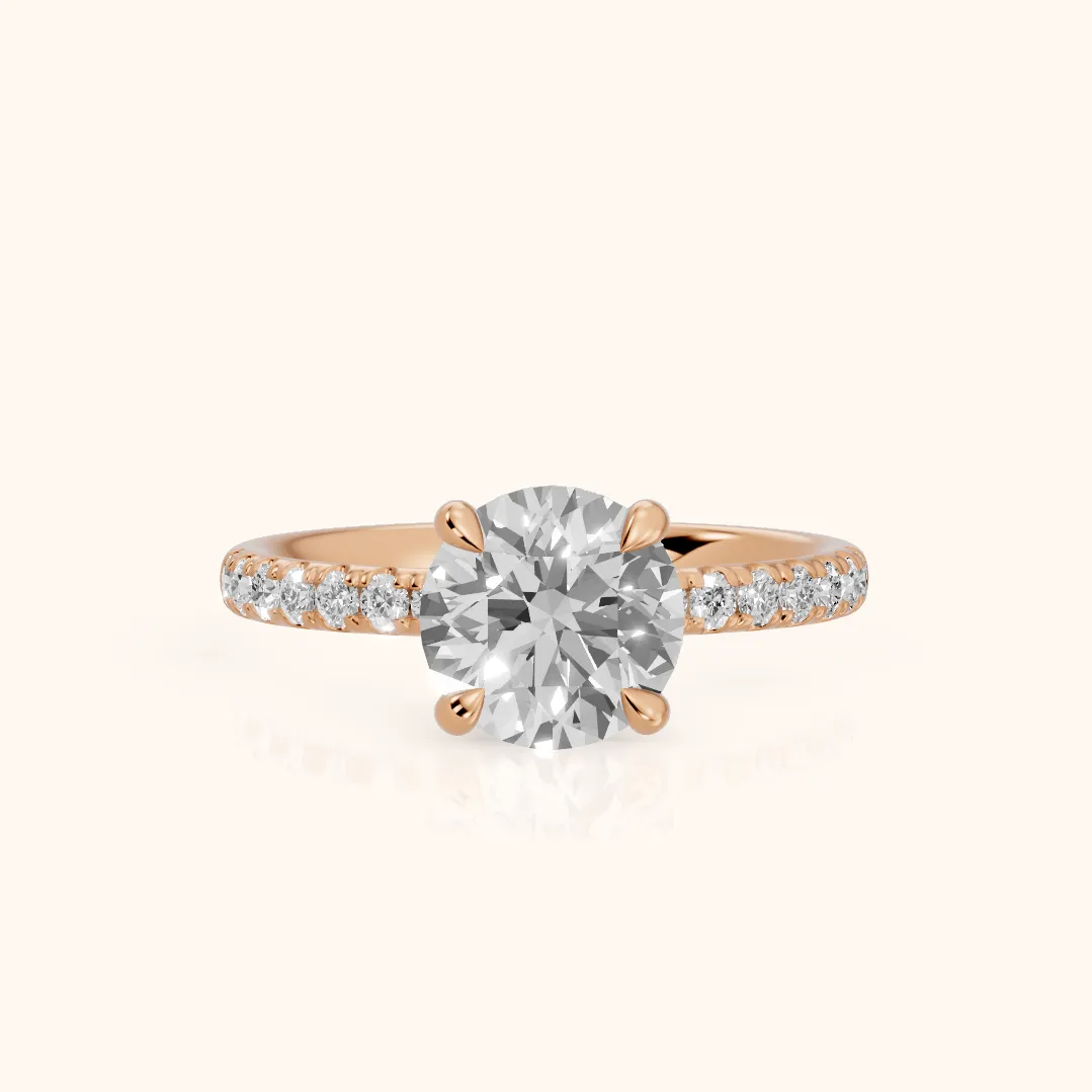 Maya Hidden Halo Pavé Round Diamond Engagement Ring in Rose Gold — view 2