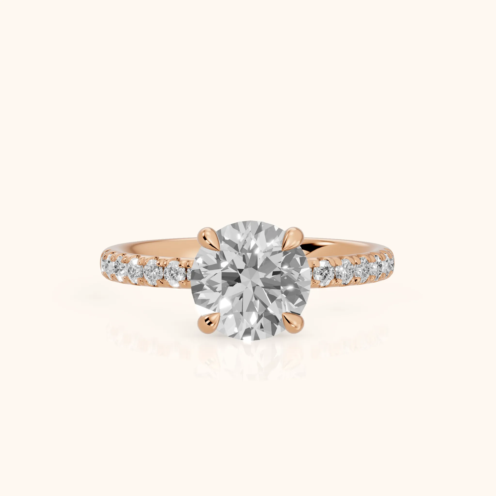 Maya Hidden Halo Pavé Round Diamond Engagement Ring in Rose Gold — view 1