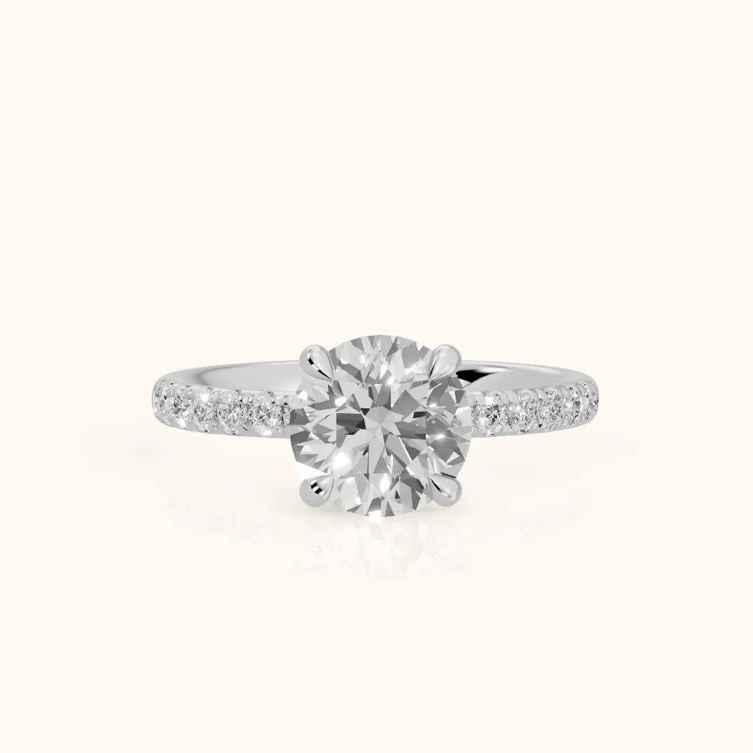 Maya Hidden Halo Pavé Round Diamond Engagement Ring in Platinum — view 2