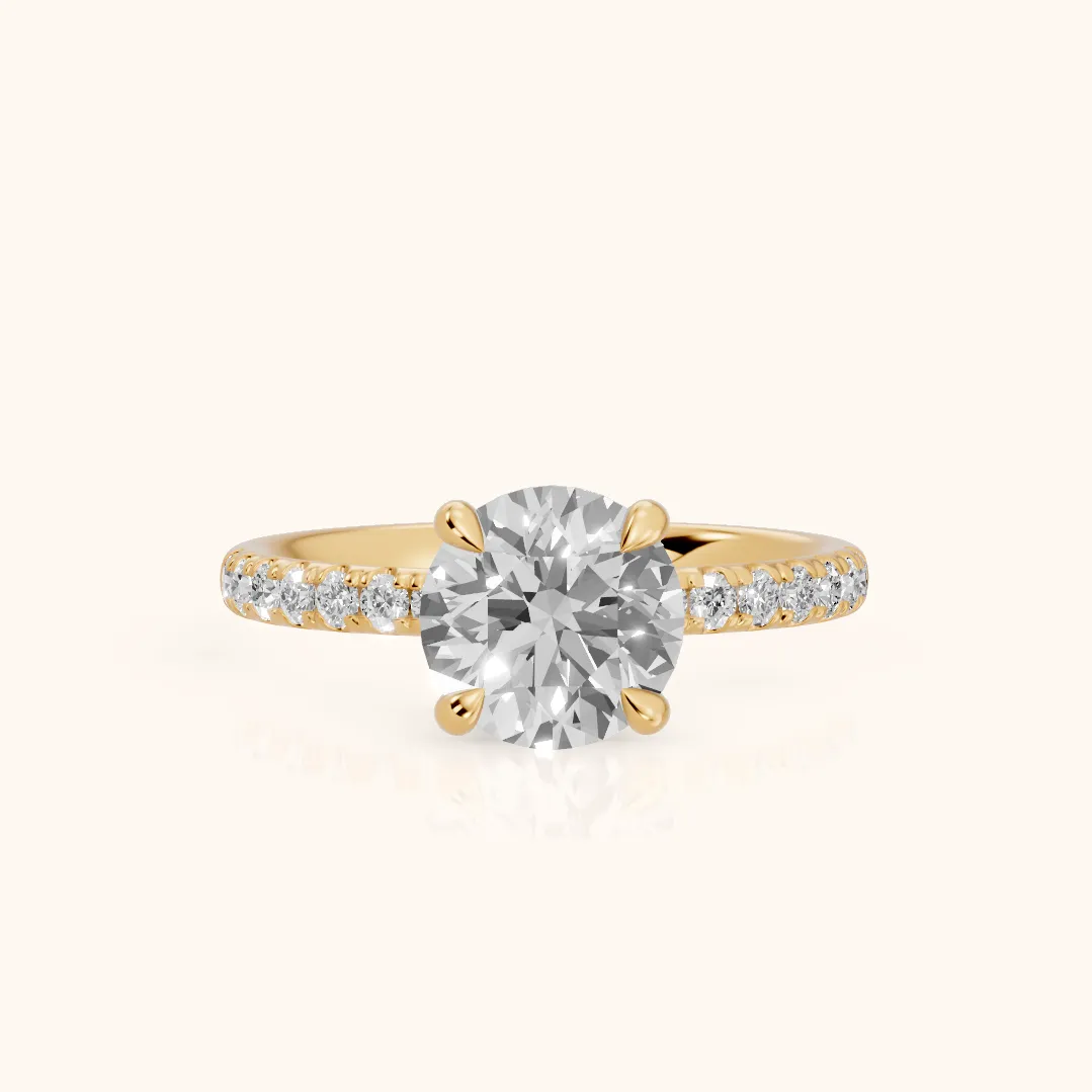 Maya Hidden Halo Pavé Round Diamond Engagement Ring in Yellow Gold — view 2
