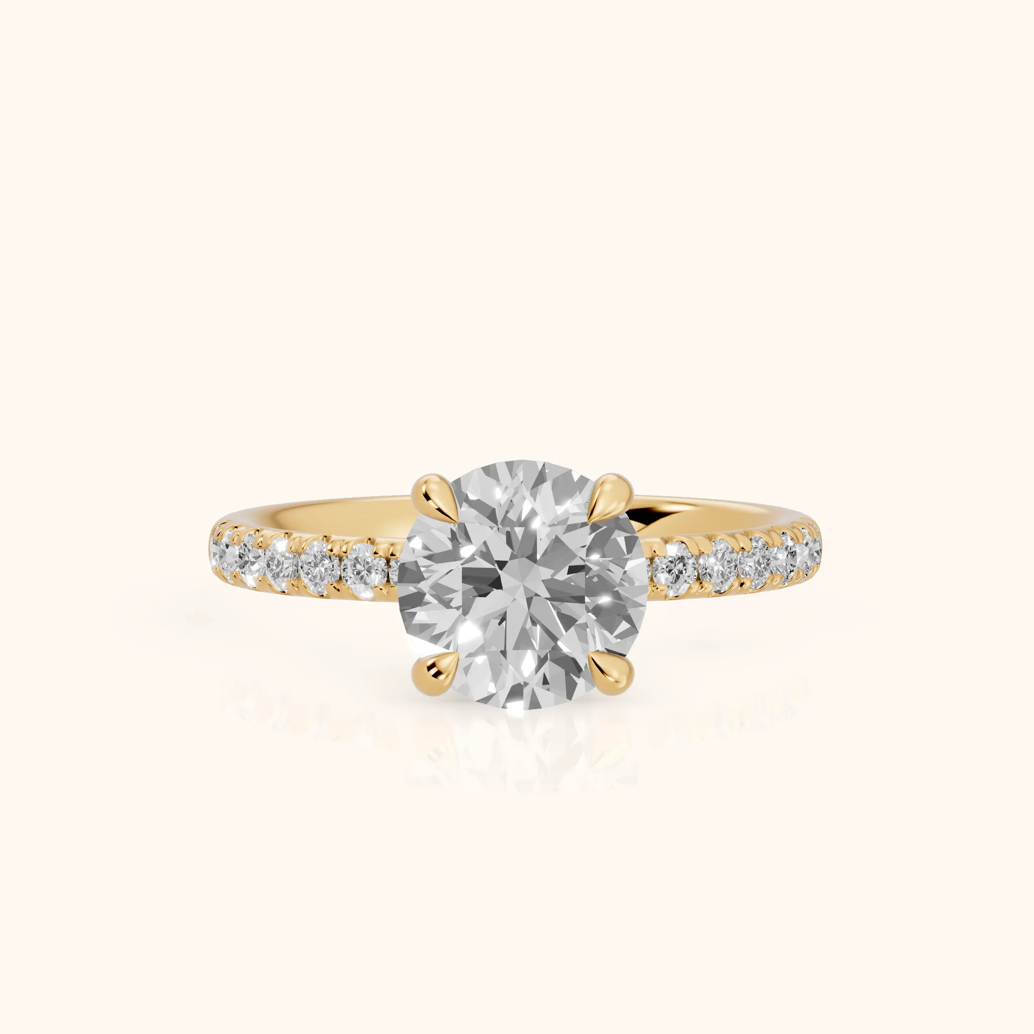 Maya Hidden Halo Pavé Round Diamond Engagement Ring in Yellow Gold — view 1