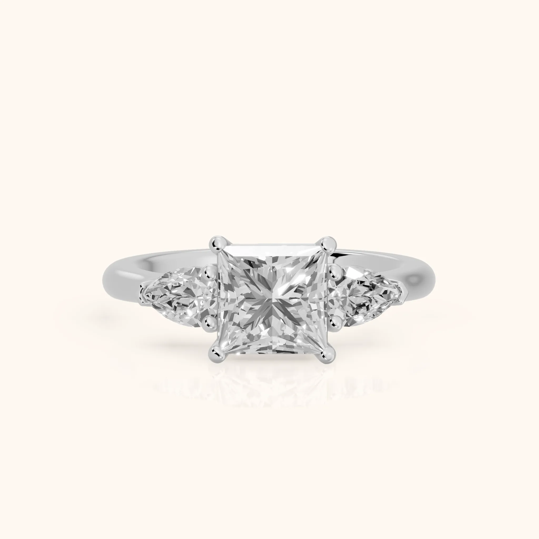 Mirabel Three-Stone Princess Diamond Engagement Ring in Silver — view 1
