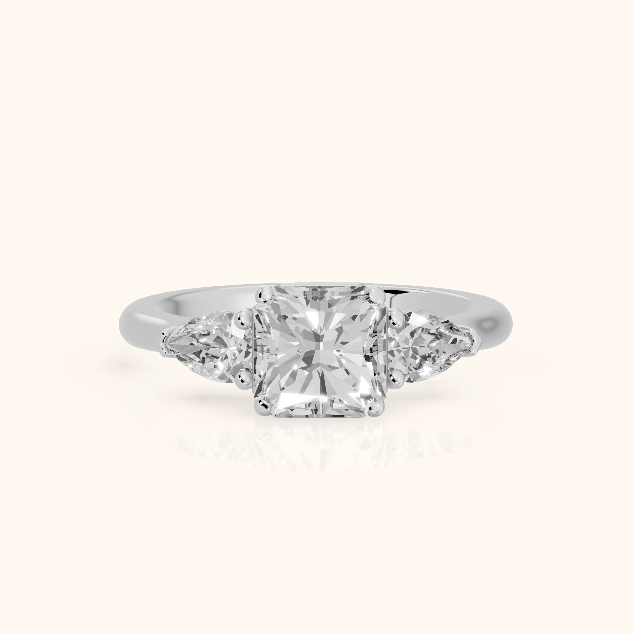 Mirabel Three-Stone Radiant Diamond Engagement Ring in Silver — view 1