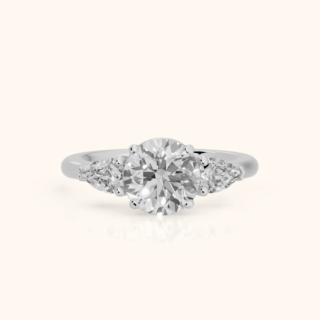 Mirabel Three-Stone Round Diamond Engagement Ring in Platinum — view 2
