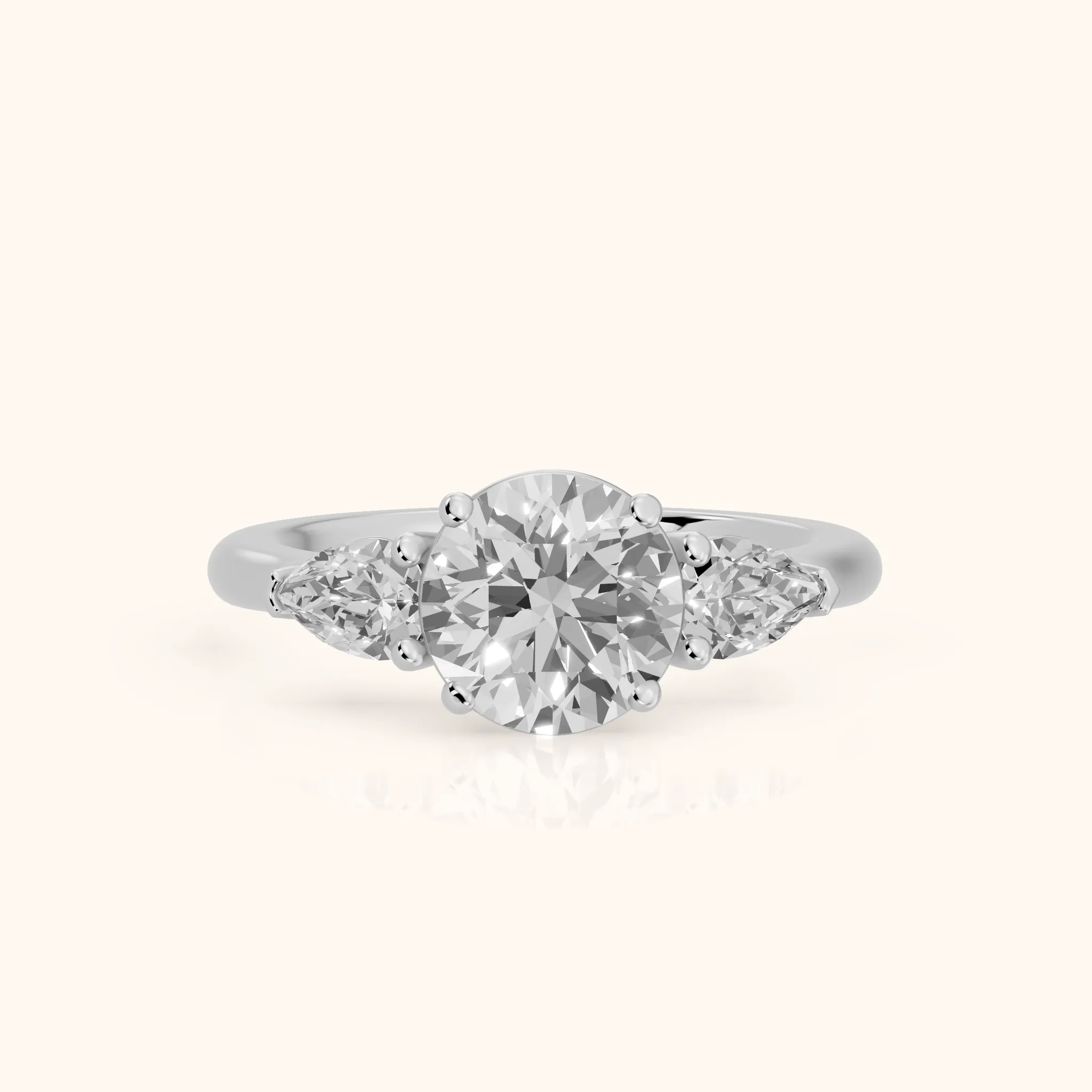 Mirabel Three-Stone Round Diamond Engagement Ring in Platinum — view 1