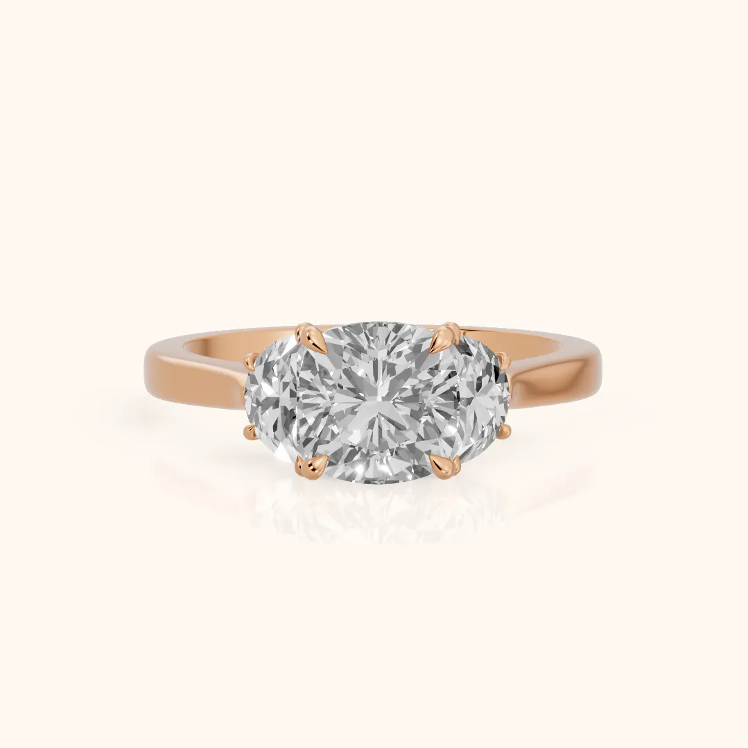 Romy Three-Stone Cushion Diamond Engagement Ring in Rose Gold — view 2