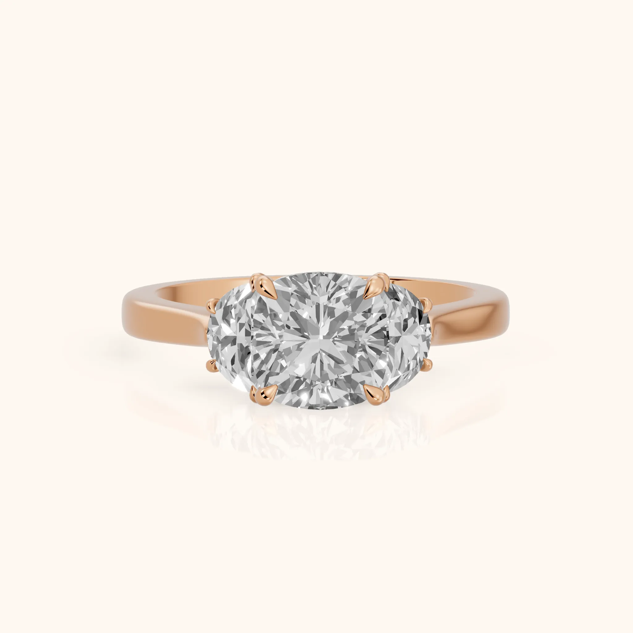 Romy Three-Stone Cushion Diamond Engagement Ring in Rose Gold — view 1