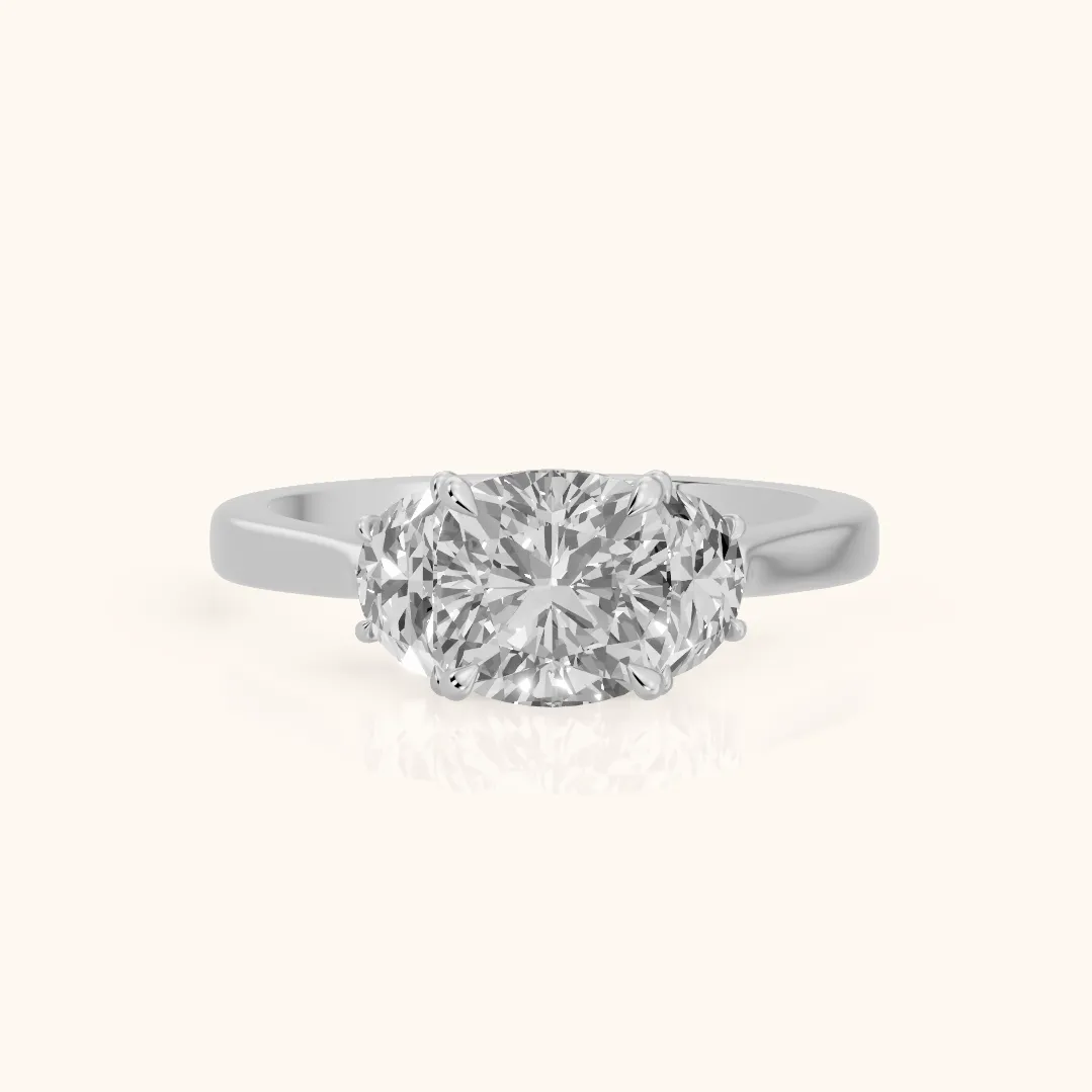 Romy Three-Stone Cushion Diamond Engagement Ring in Silver — view 2