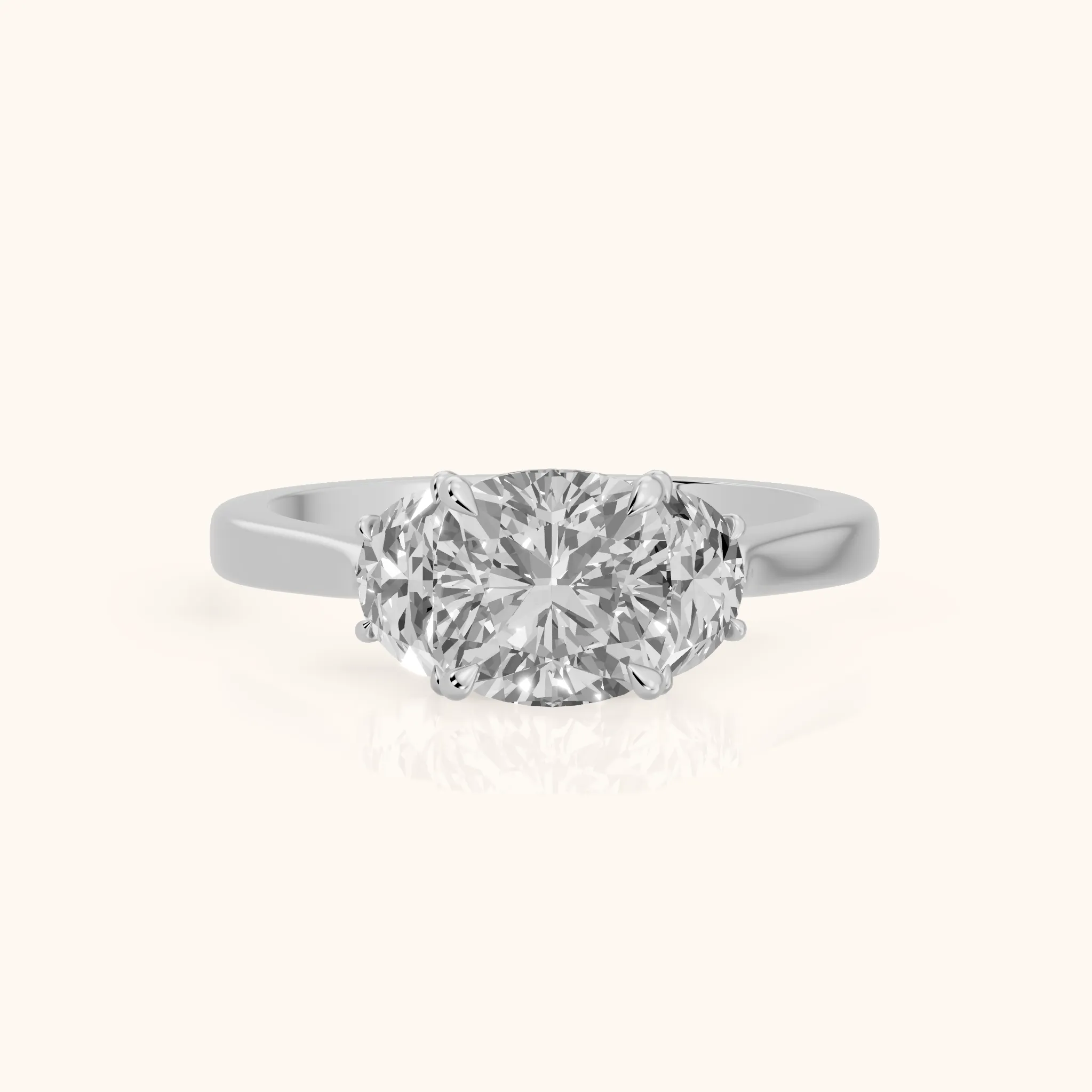 Romy Three-Stone Cushion Diamond Engagement Ring in Silver — view 1