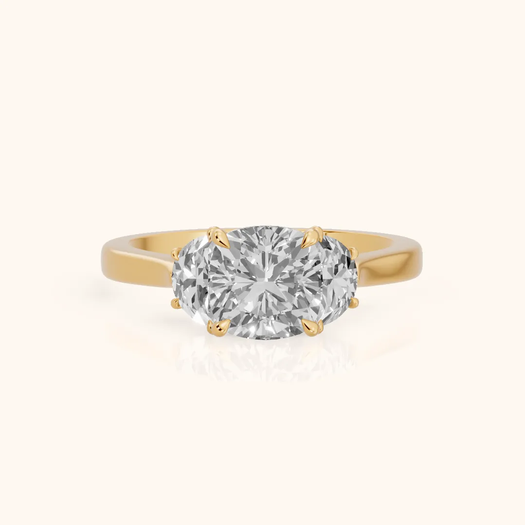 Romy Three-Stone Cushion Diamond Engagement Ring in Yellow Gold — view 2