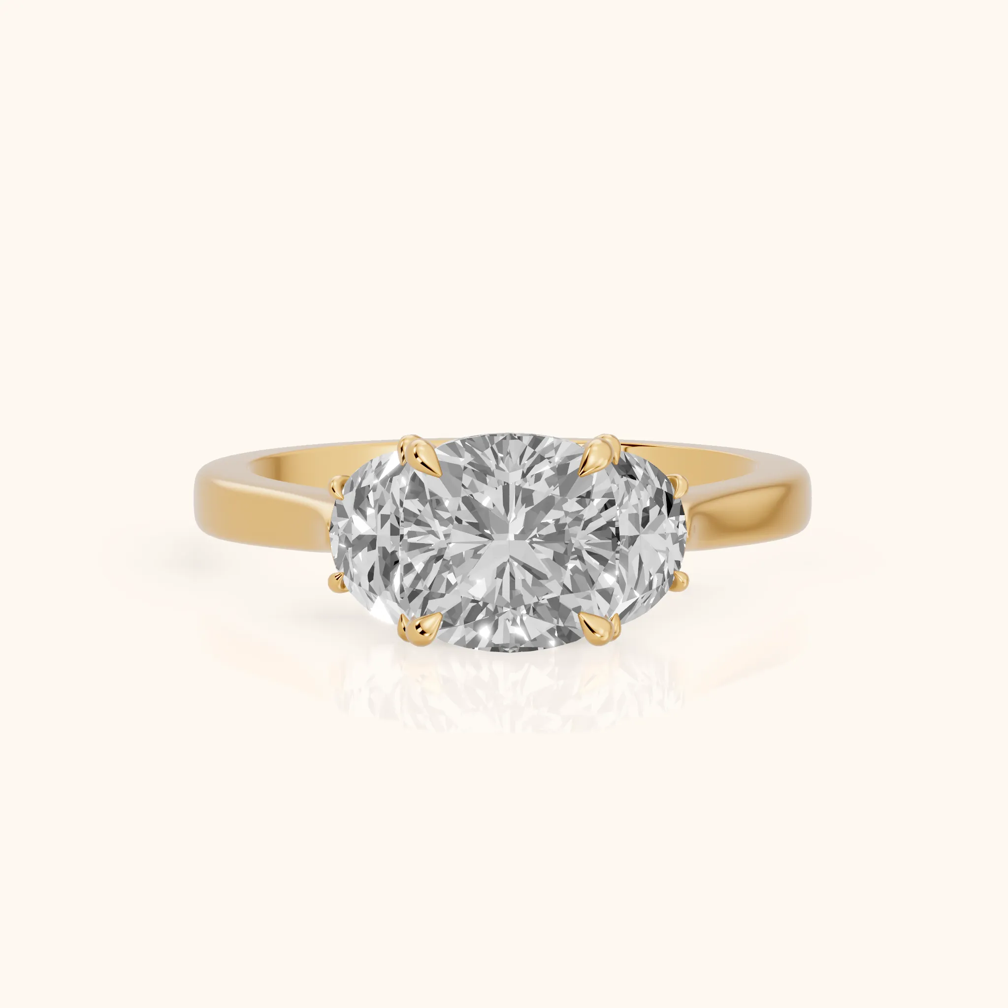 Romy Three-Stone Cushion Diamond Engagement Ring in Yellow Gold — view 1