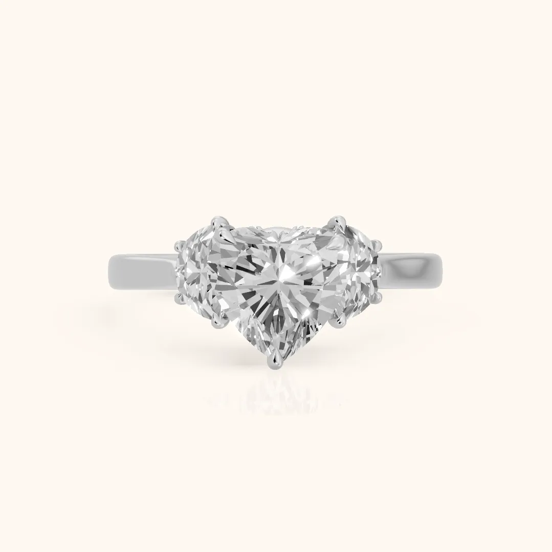 Romy Three-Stone Heart Diamond Engagement Ring in Silver — view 2