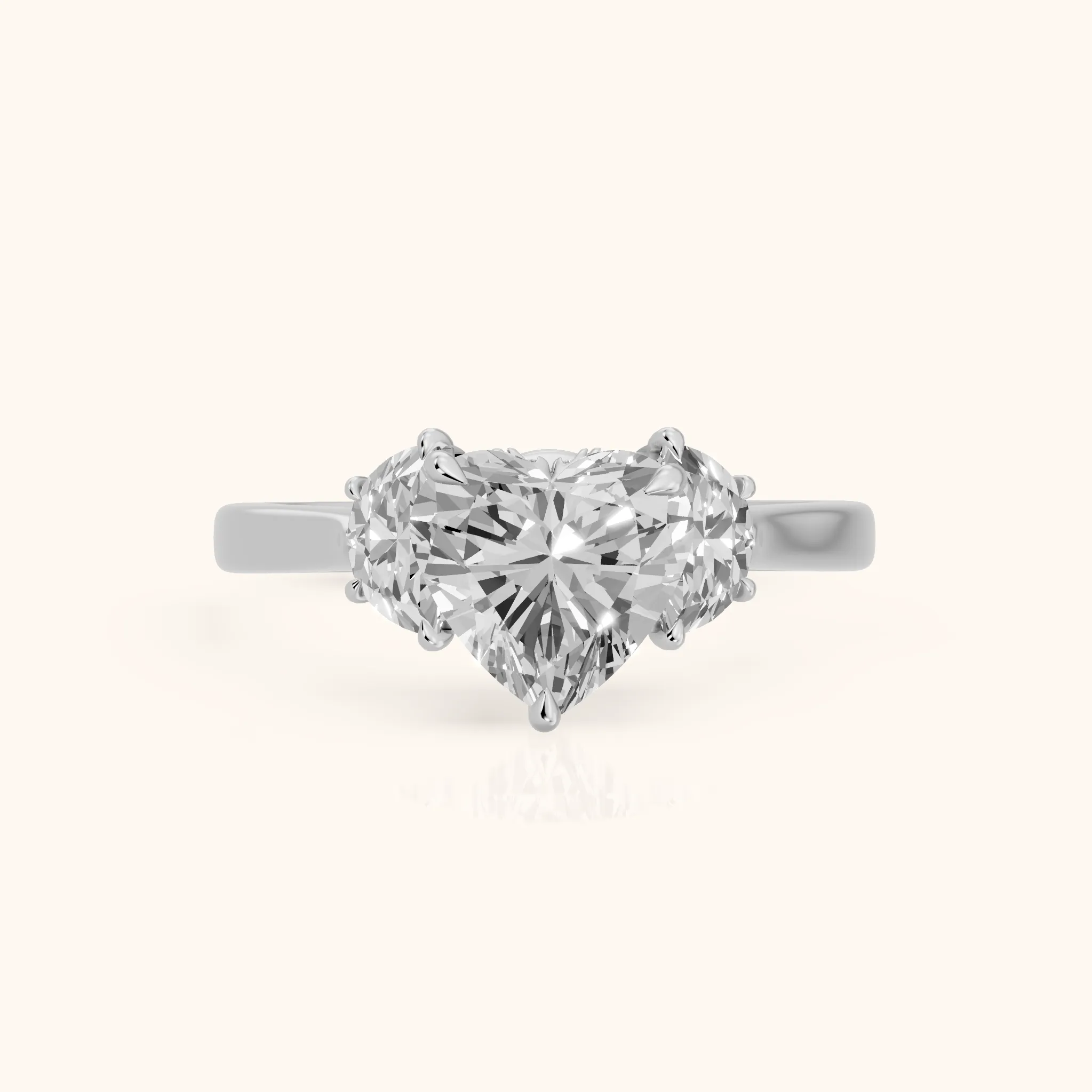 Romy Three-Stone Heart Diamond Engagement Ring in Silver — view 1