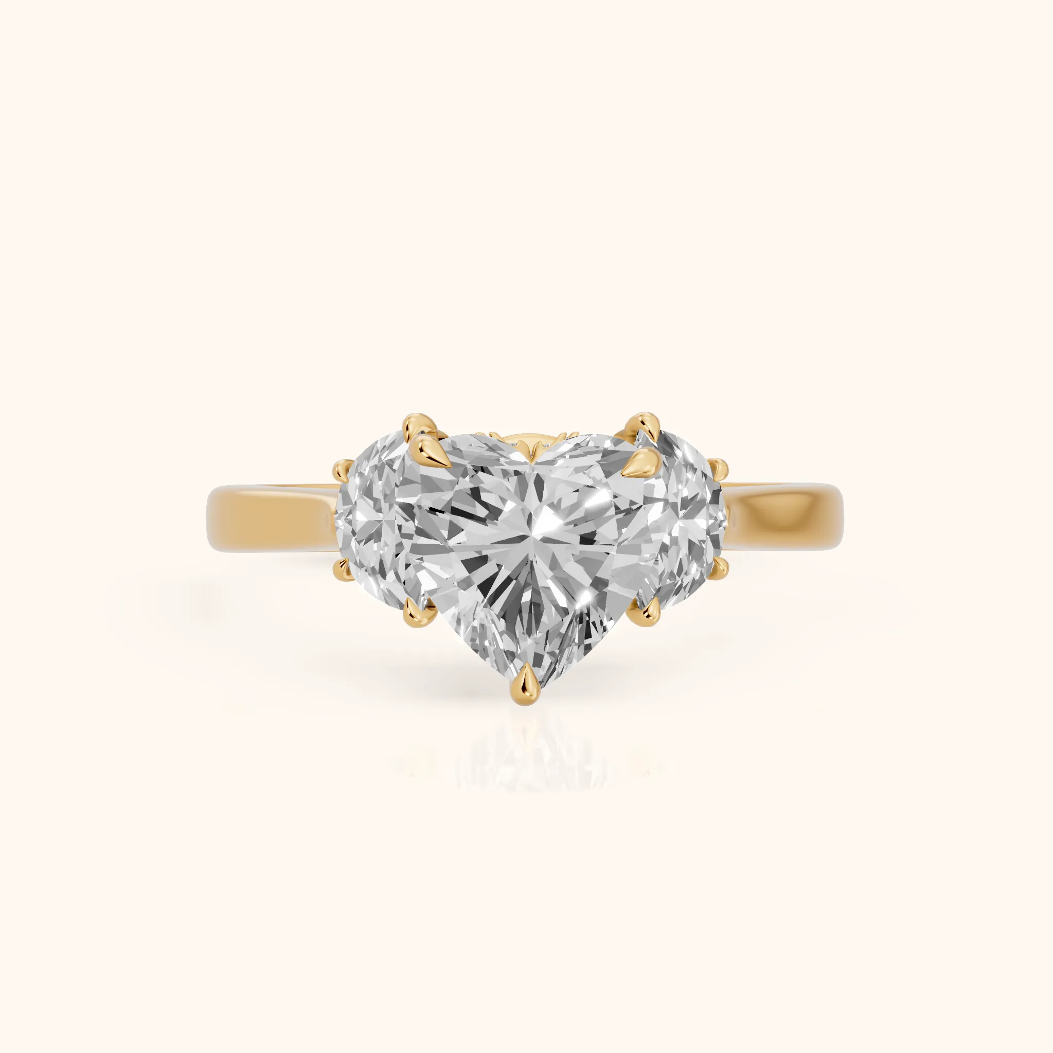 Romy Three-Stone Heart Diamond Engagement Ring in Yellow Gold — view 1