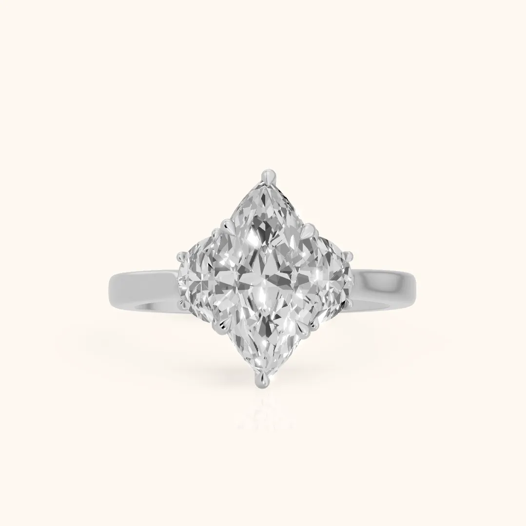Romy Three-Stone Marquise Diamond Engagement Ring in White Gold — view 2