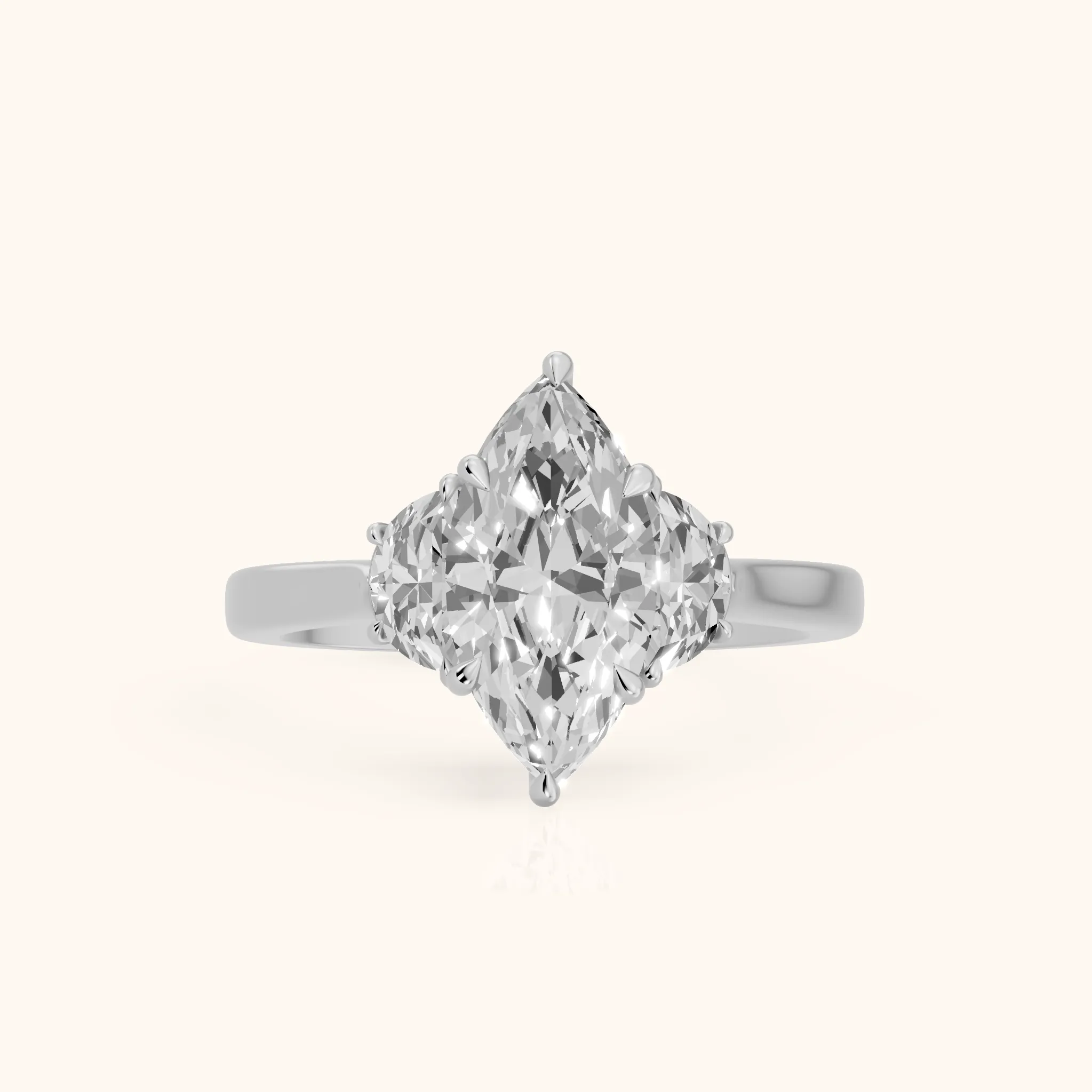Romy Three-Stone Marquise Diamond Engagement Ring in White Gold — view 1
