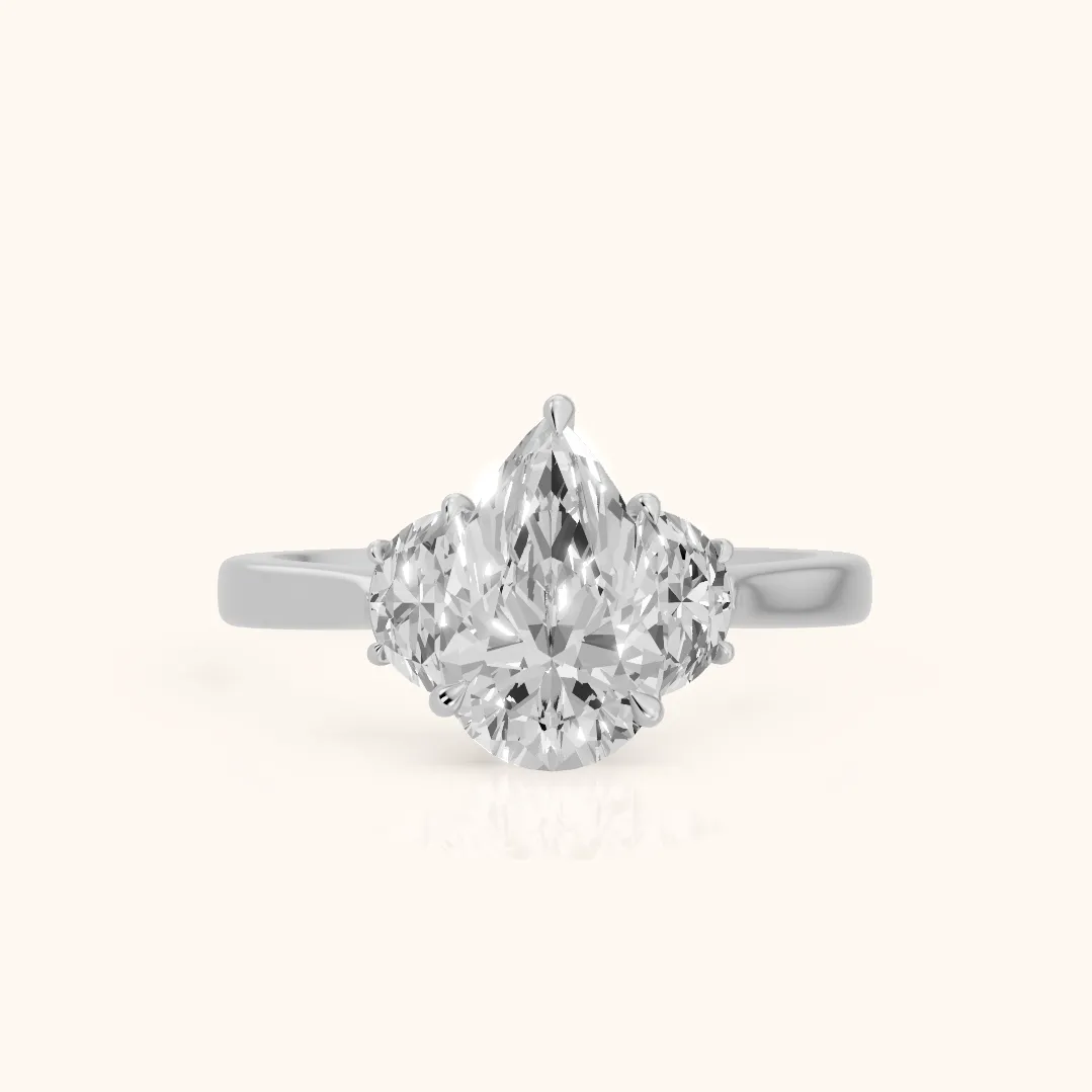 Romy Three-Stone Pear Diamond Engagement Ring in Silver — view 2