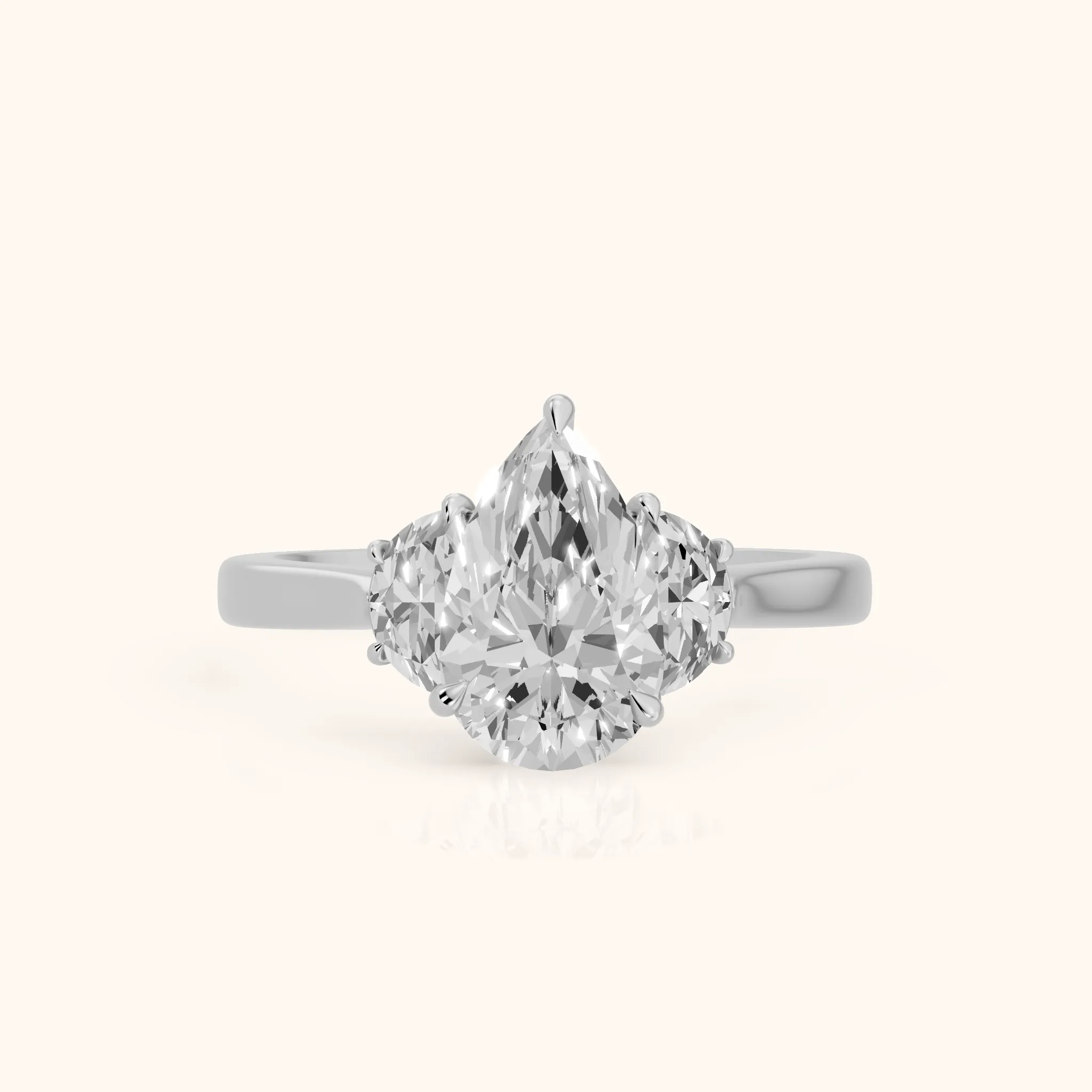 Romy Three-Stone Pear Diamond Engagement Ring in Silver — view 1