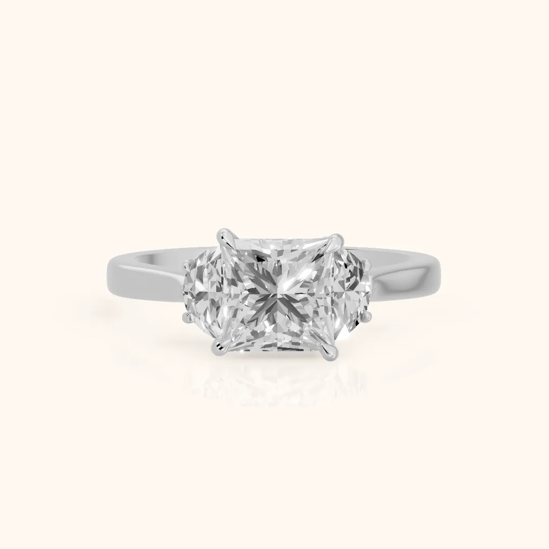 Romy Three-Stone Princess Diamond Engagement Ring in Silver — view 2