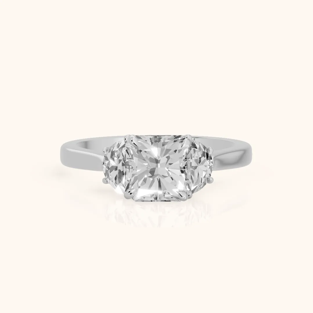 Romy Three-Stone Radiant Diamond Engagement Ring in Silver — view 2