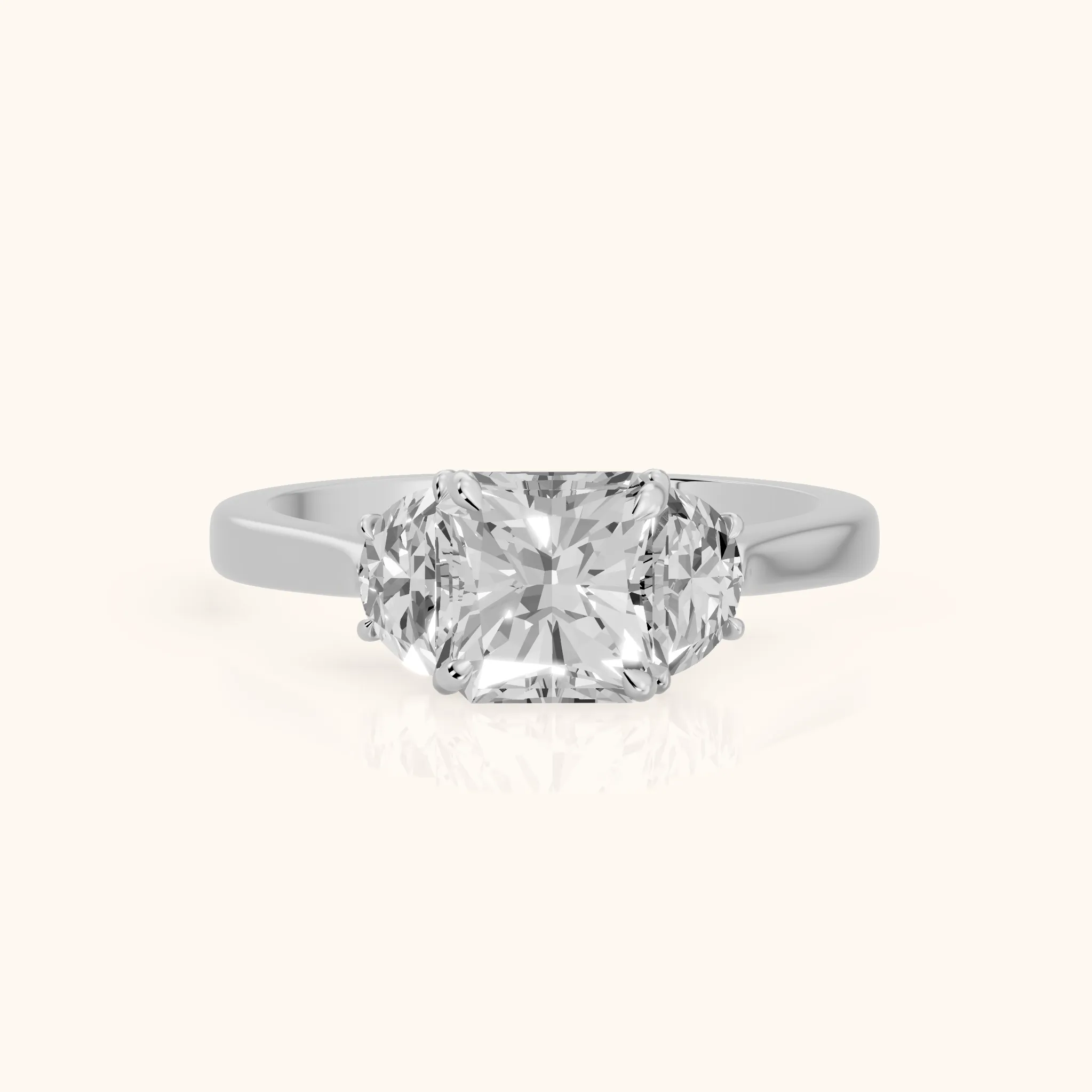 Romy Three-Stone Radiant Diamond Engagement Ring in Silver — view 1