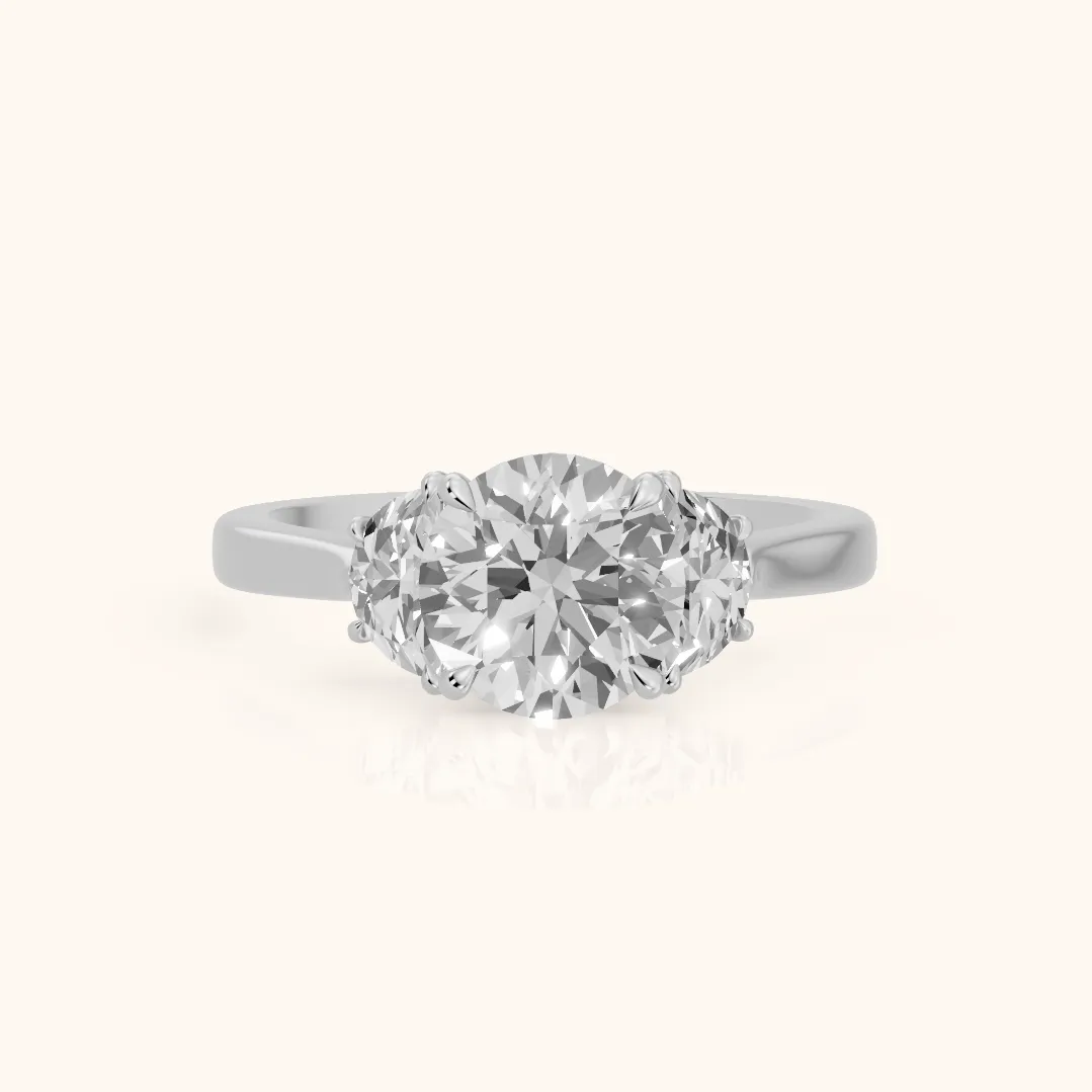 Romy Three-Stone Round Diamond Engagement Ring in Platinum — view 2