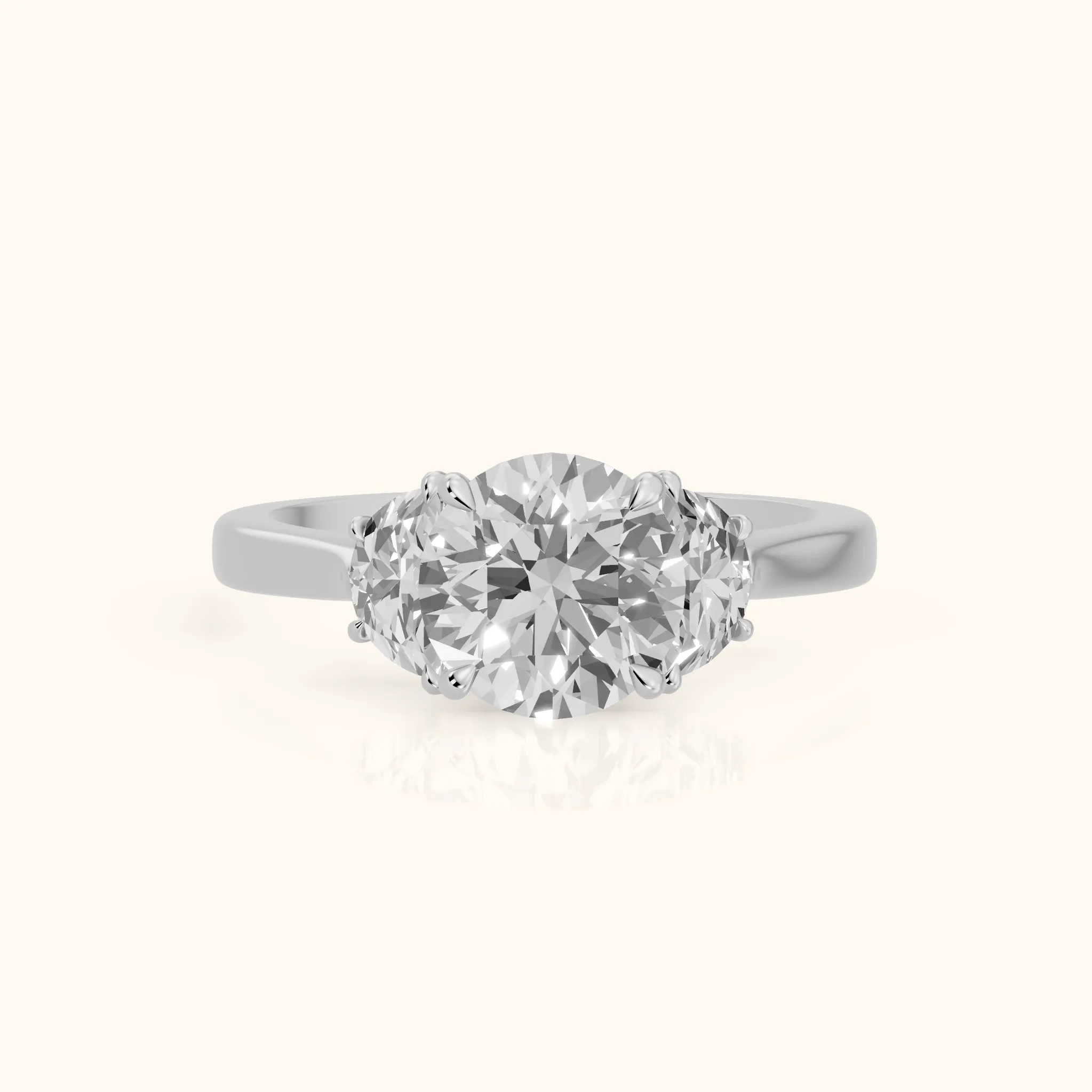 Romy Three-Stone Round Diamond Engagement Ring in Platinum — view 1